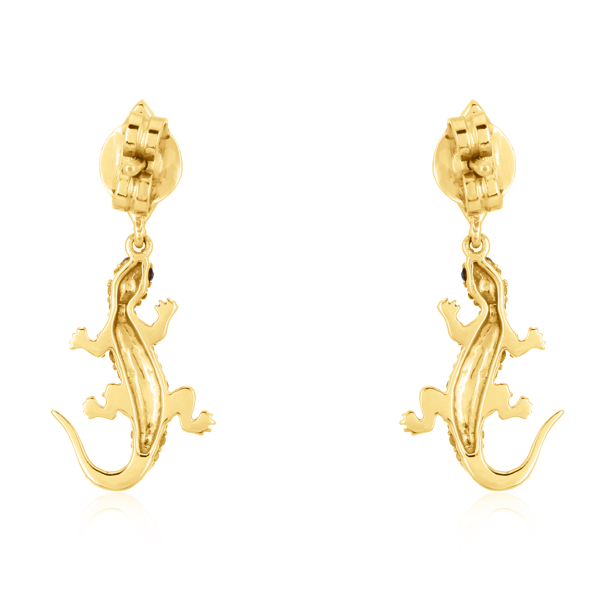 Yellow Gold Hanging Lizard Diamond Earrings