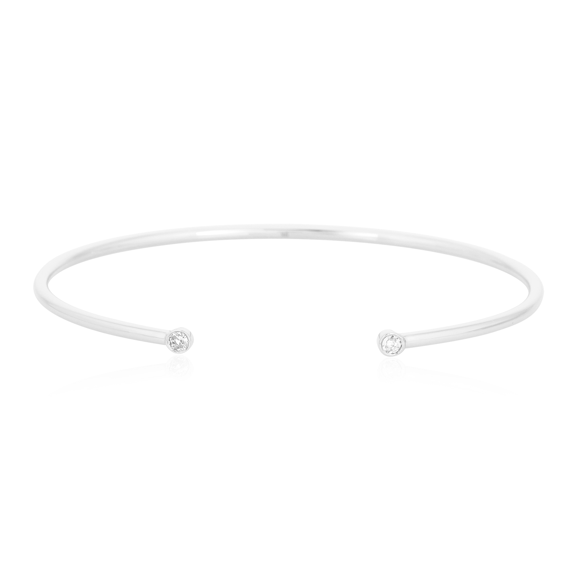 White Gold Open Oval Cuff Diamond Bangle