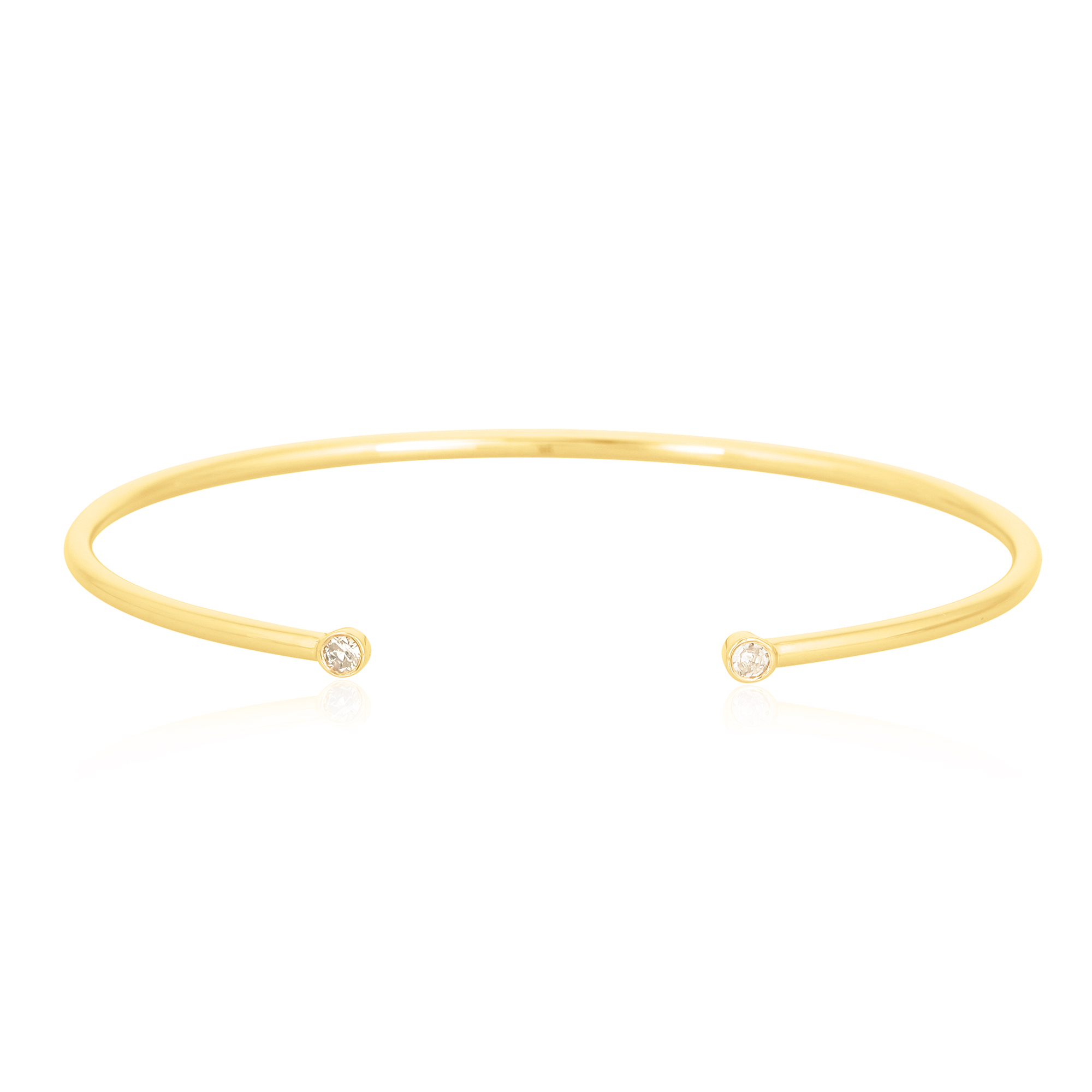 Yellow Gold Open Oval Cuff Diamond Bangle