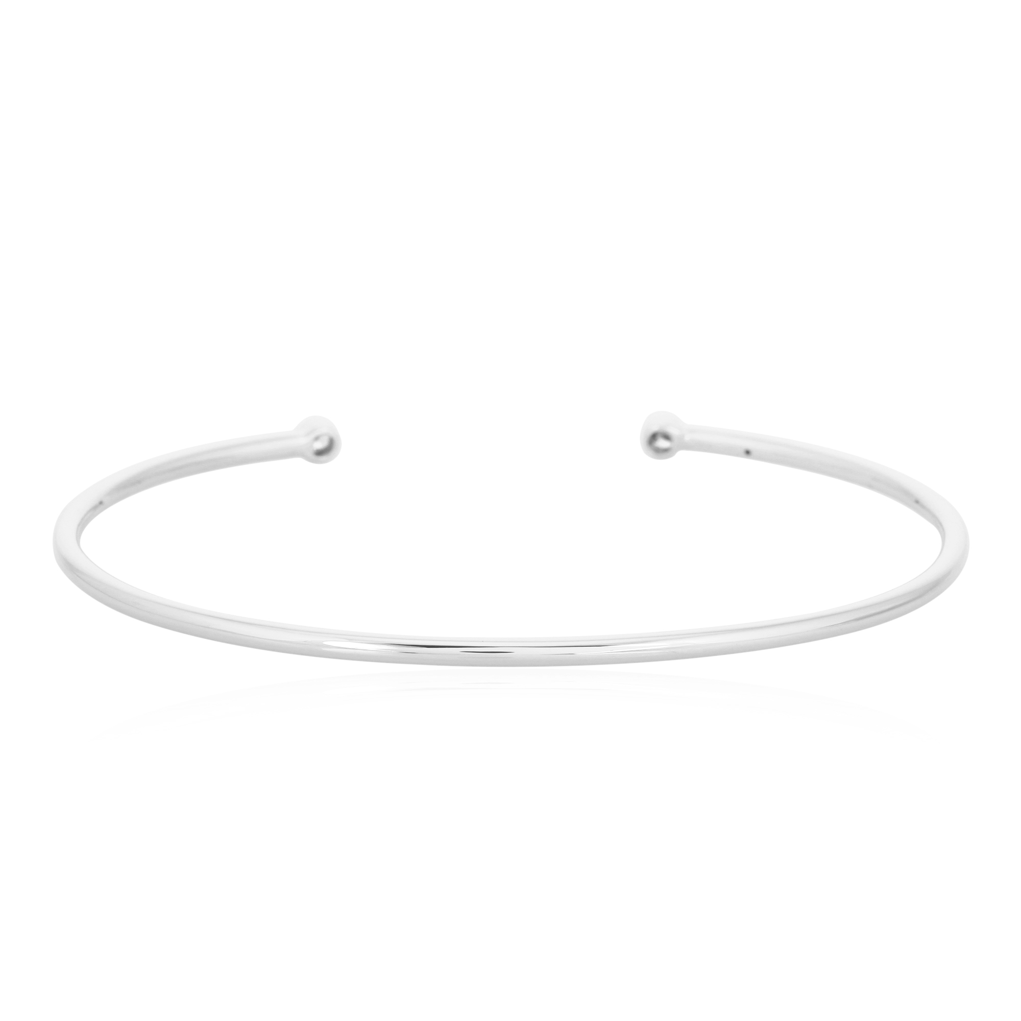 White Gold Open Oval Cuff Diamond Bangle