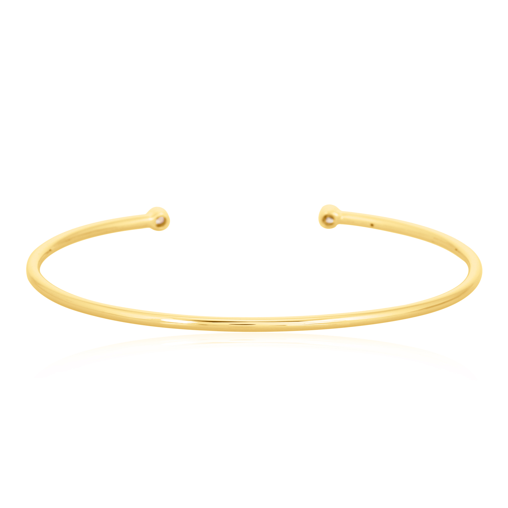 Yellow Gold Open Oval Cuff Diamond Bangle
