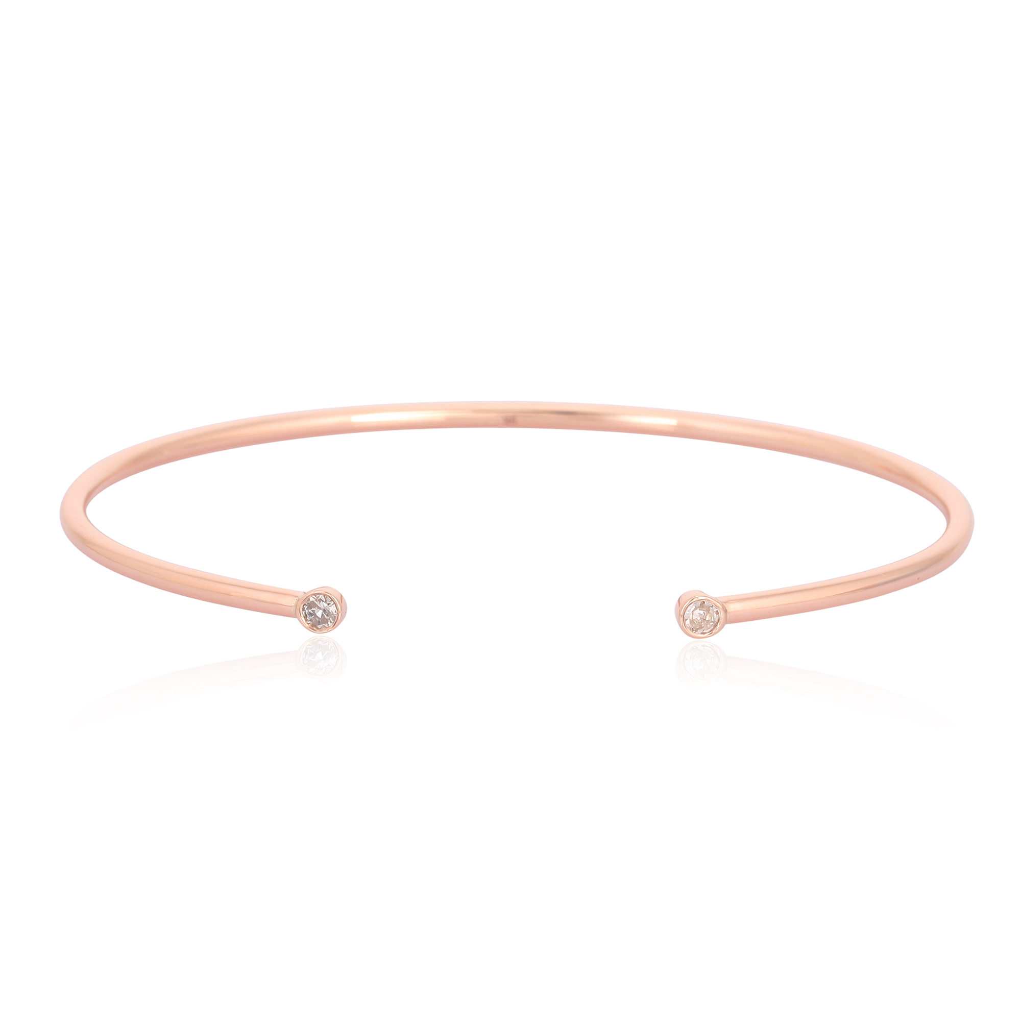 Rose Gold Open Oval Cuff Diamond Bangle