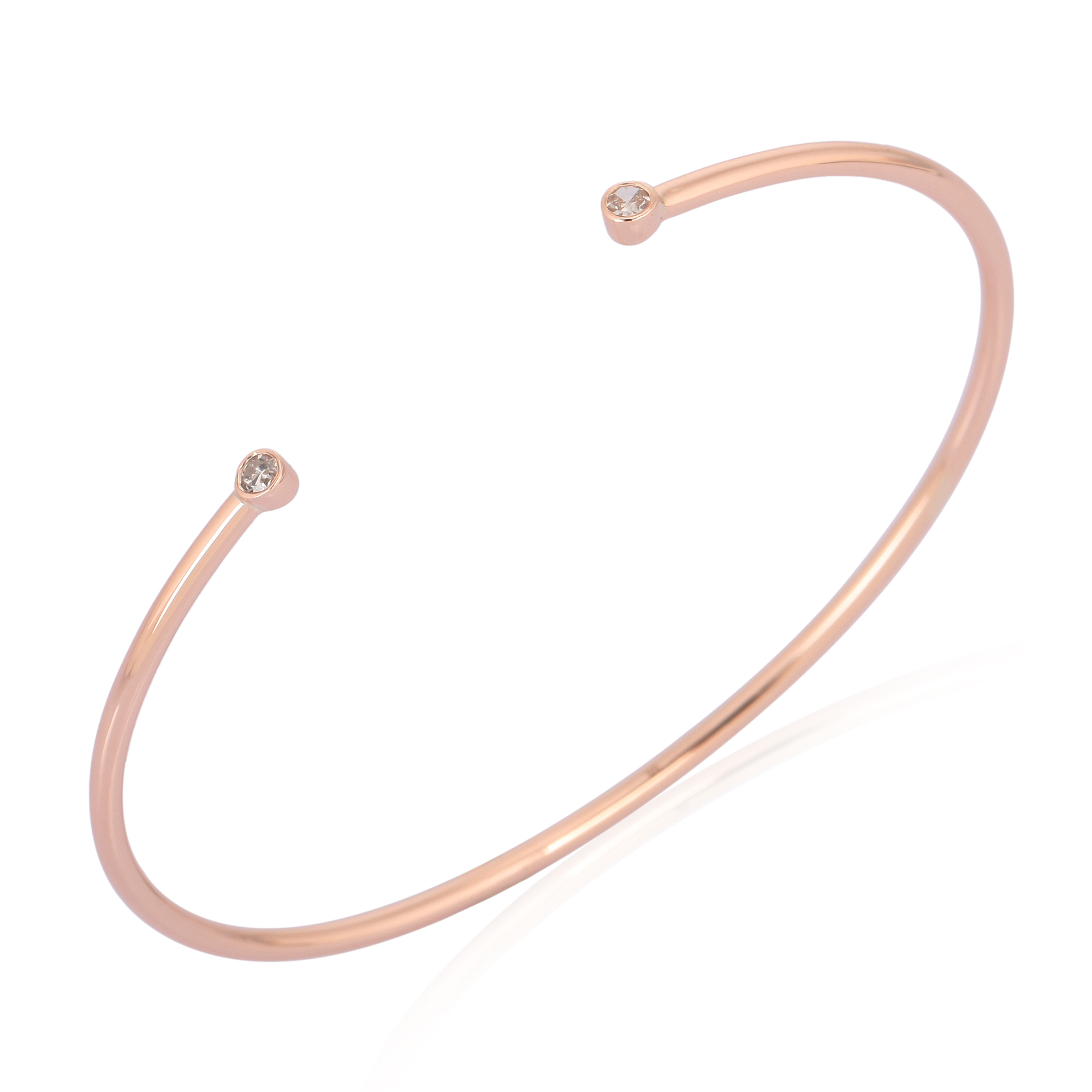Rose Gold Open Oval Cuff Diamond Bangle