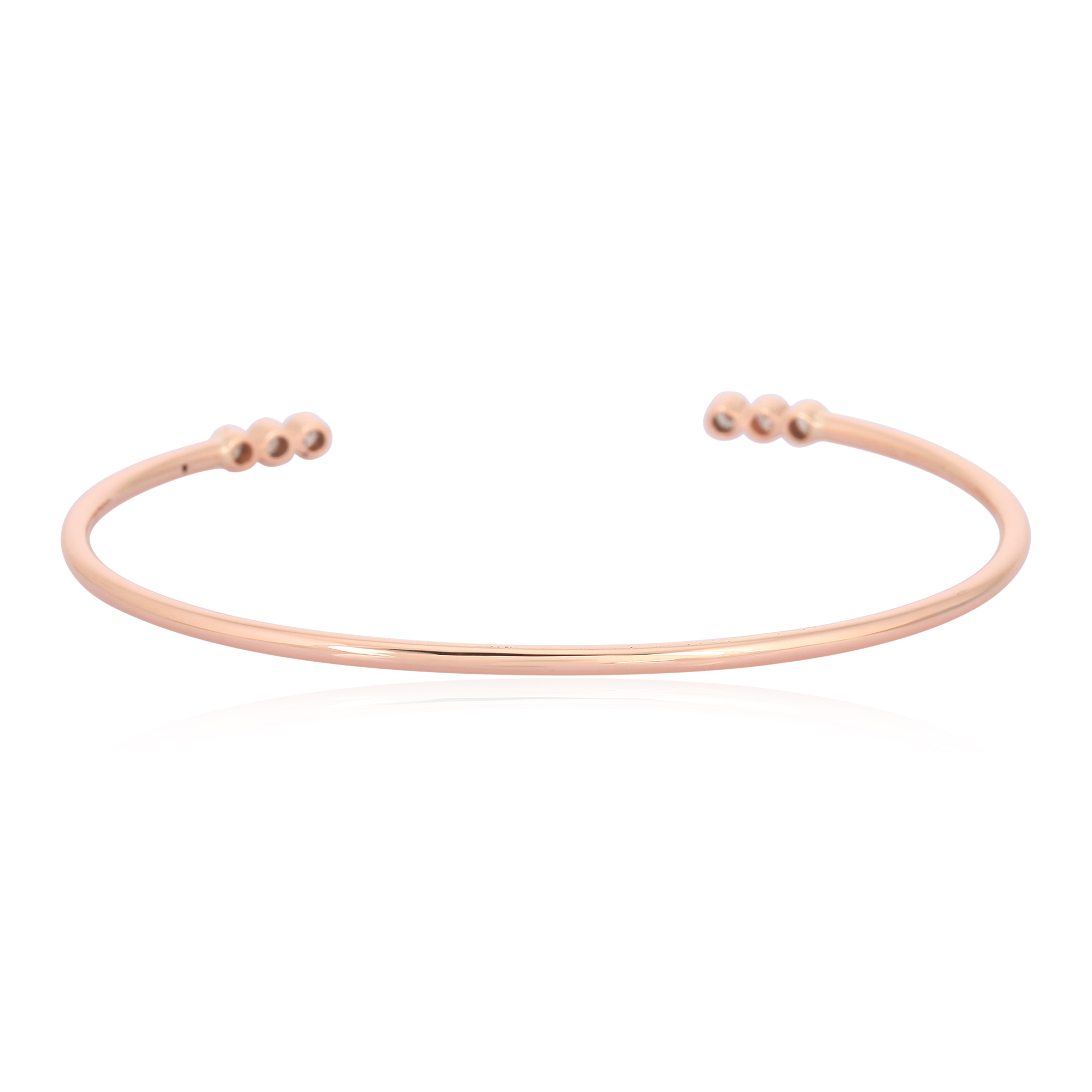 Rose Gold Open Oval Cuff Three Diamond Bangle