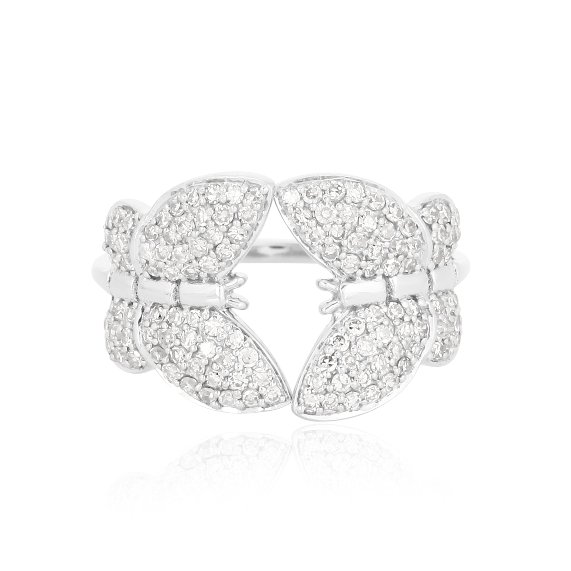 WhiteGold Two Butterfly Diamond Ring