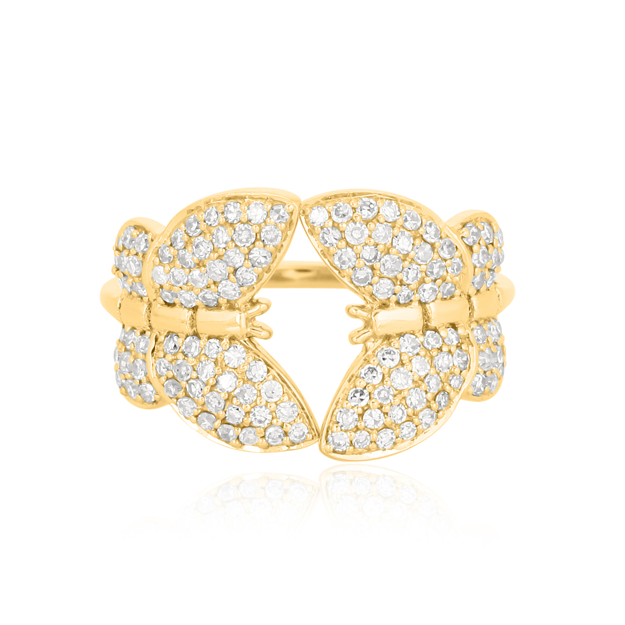 Yellow Gold Two Butterfly Diamond Ring
