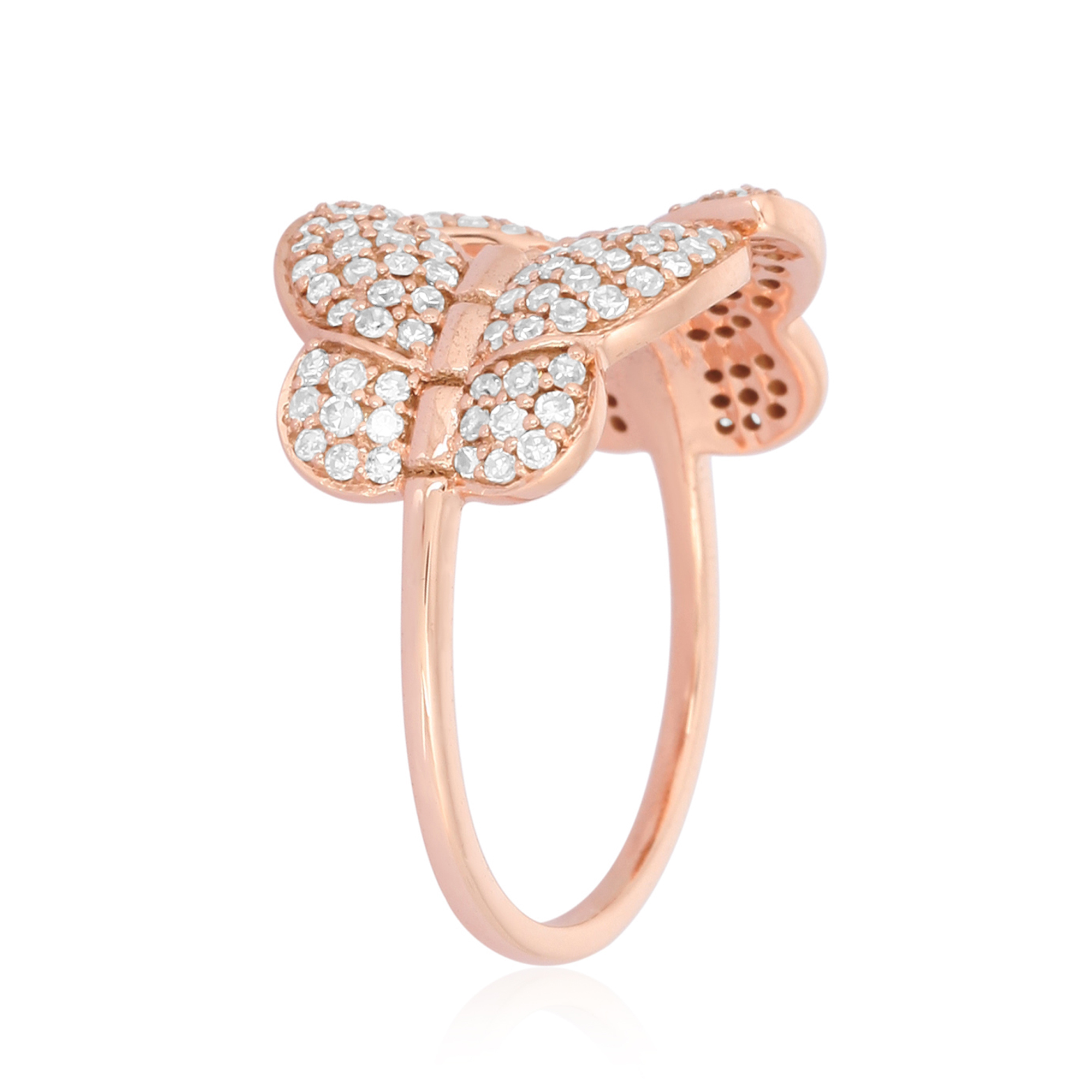 Rose Gold Two Butterfly Diamond Ring