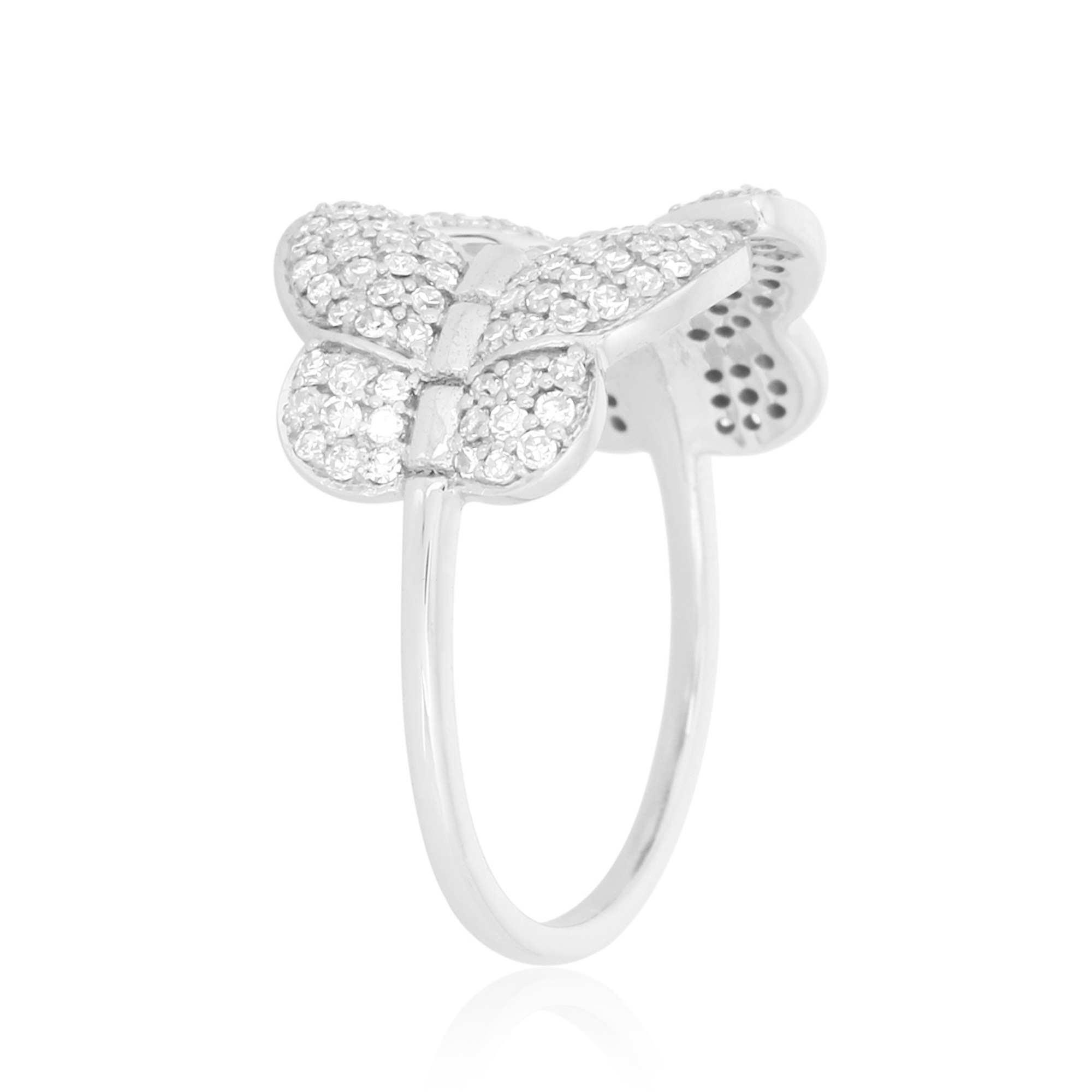 WhiteGold Two Butterfly Diamond Ring