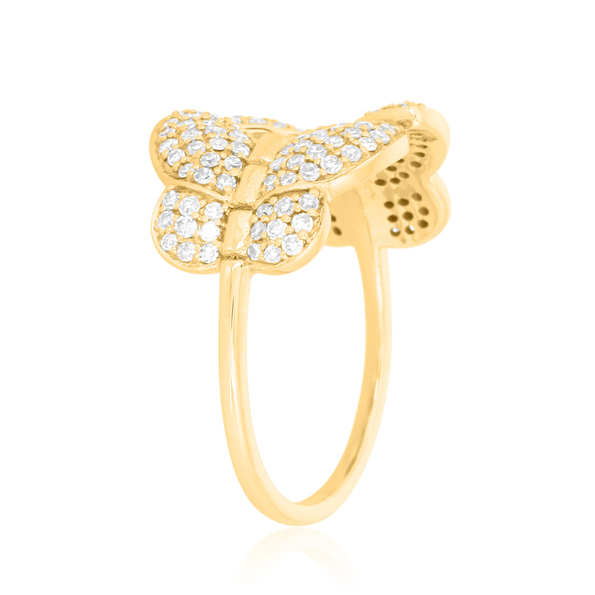 Yellow Gold Two Butterfly Diamond Ring
