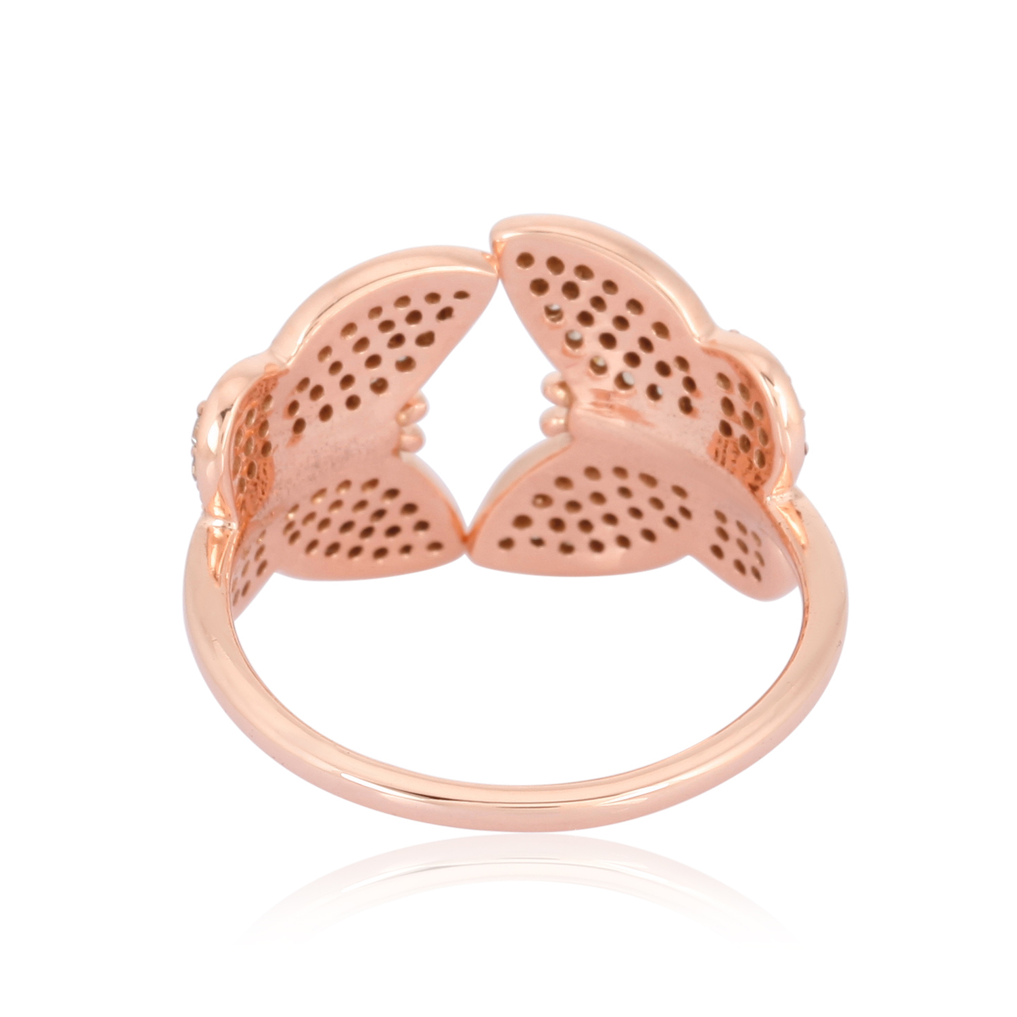 Rose Gold Two Butterfly Diamond Ring