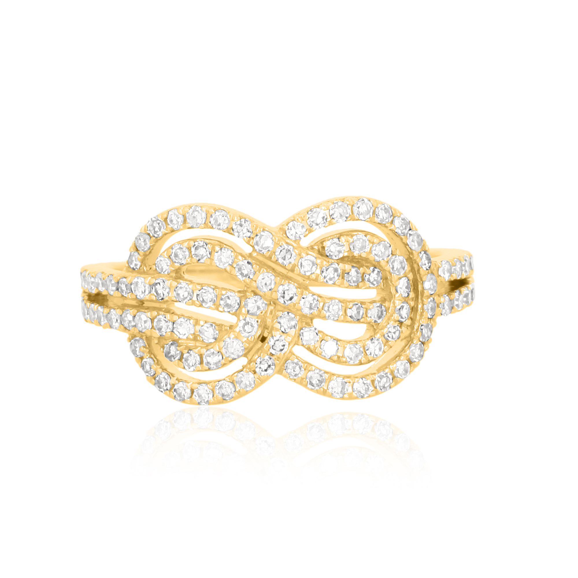 Yellow Gold Knot Diamond Infinity Ring