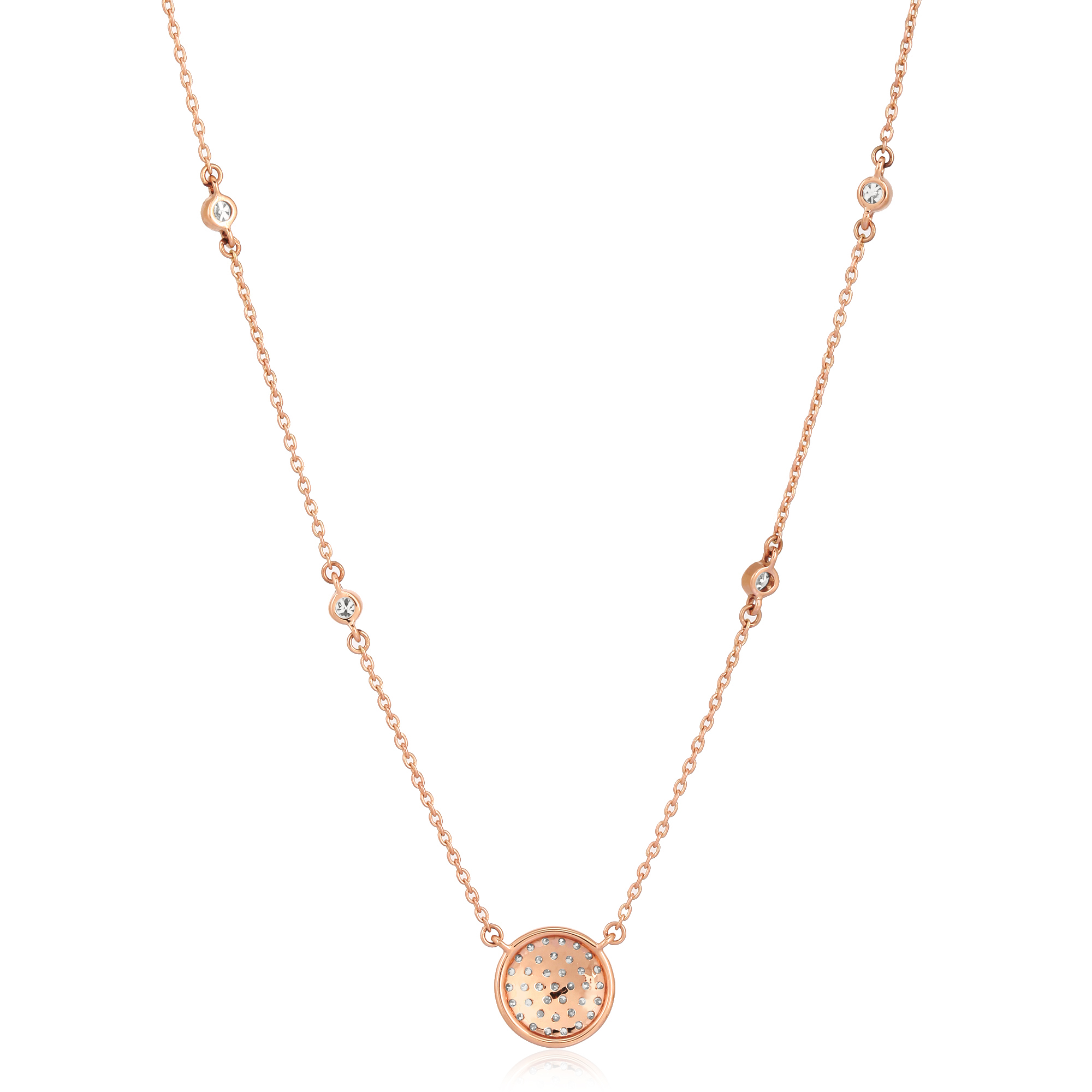 Rose Gold Round Disc Diamond Necklace