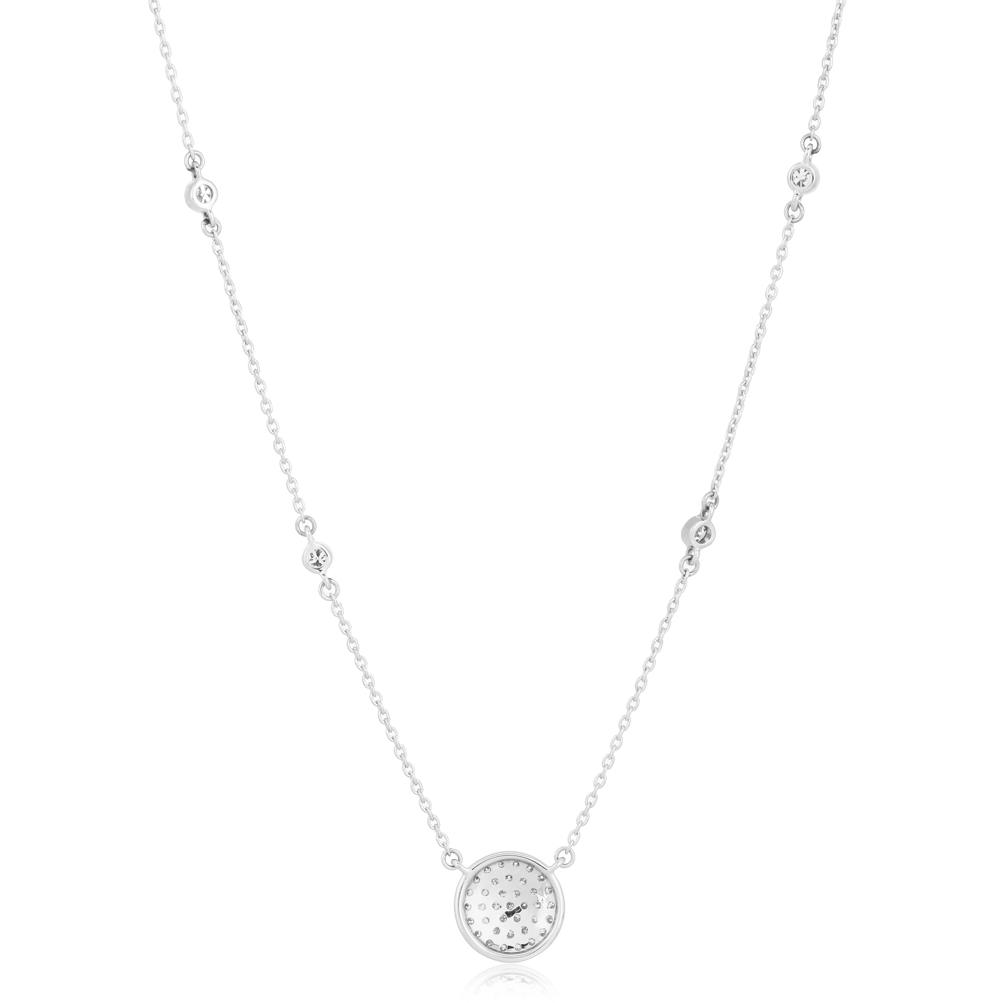 White Gold Round Disc Diamond Necklace