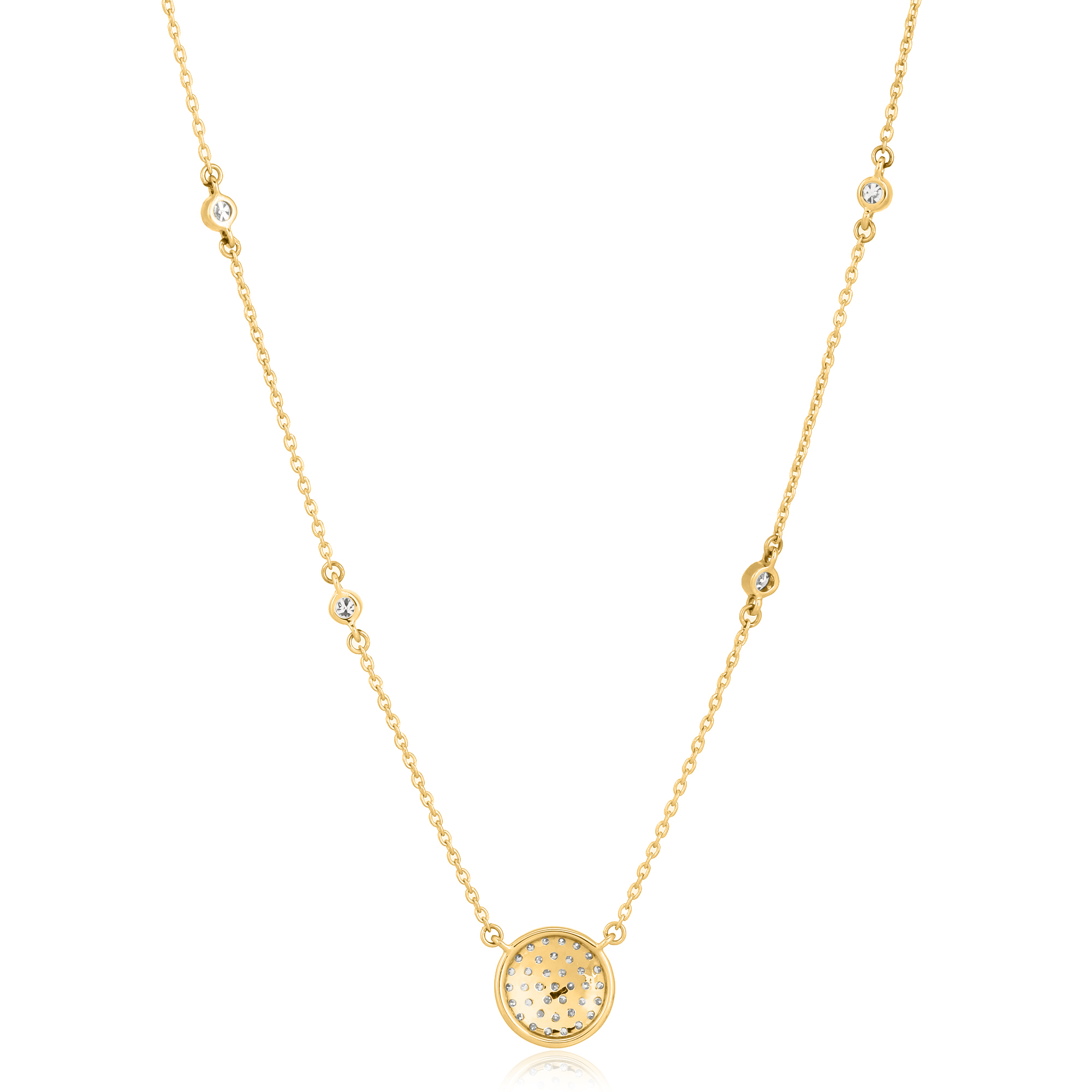 Yellow Gold Round Disc Diamond necklace