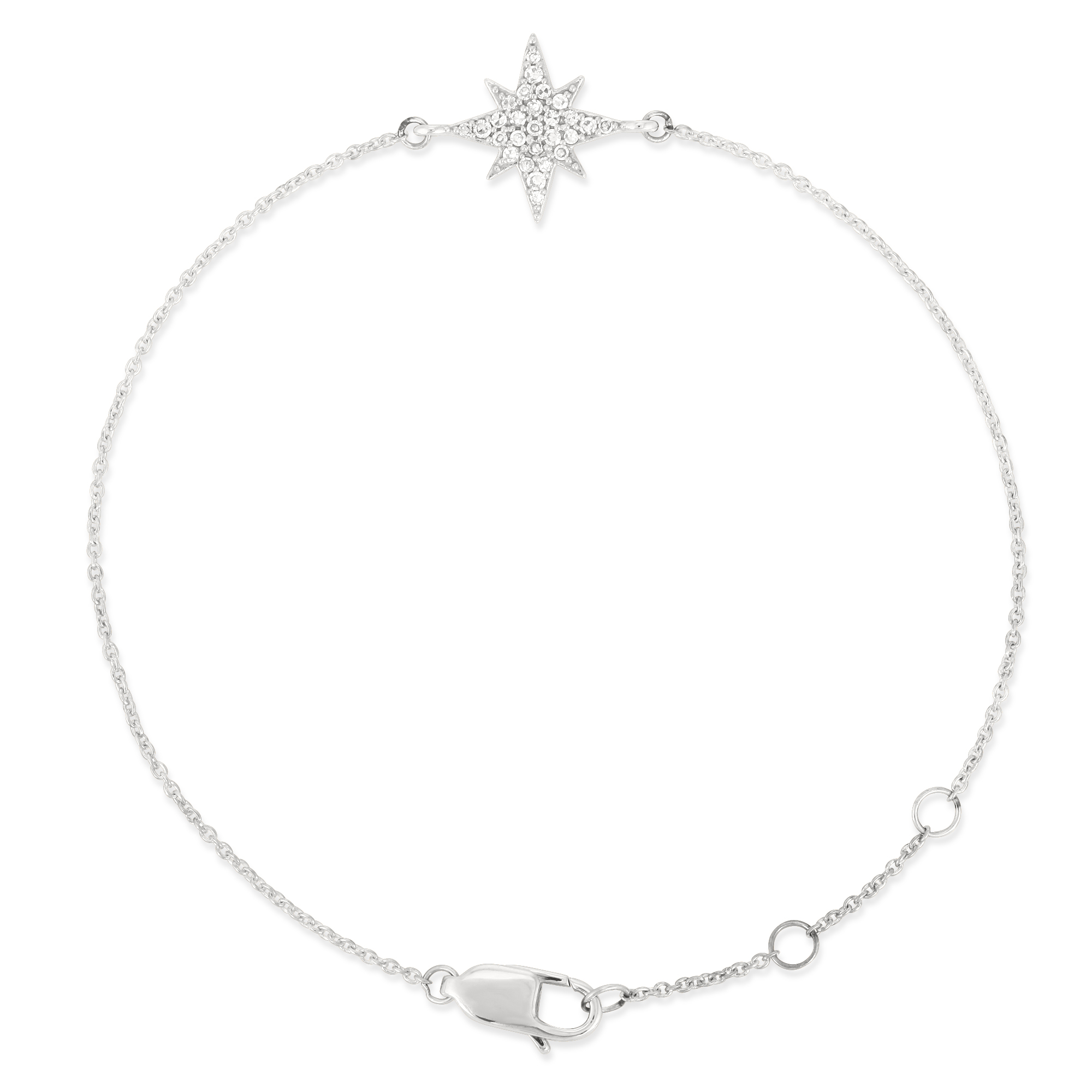 Sterling Silver Star Diamond Bracelet
