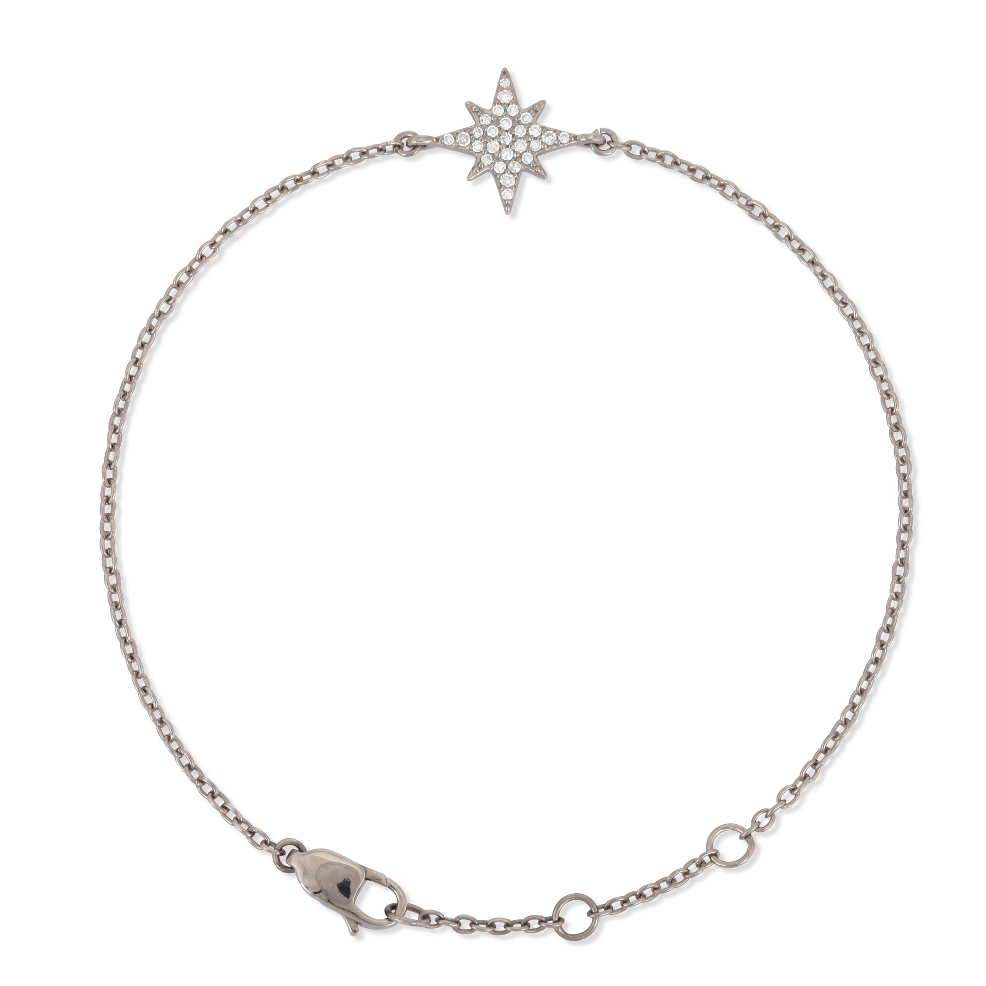 Sterling Silver Star Diamond Bracelet