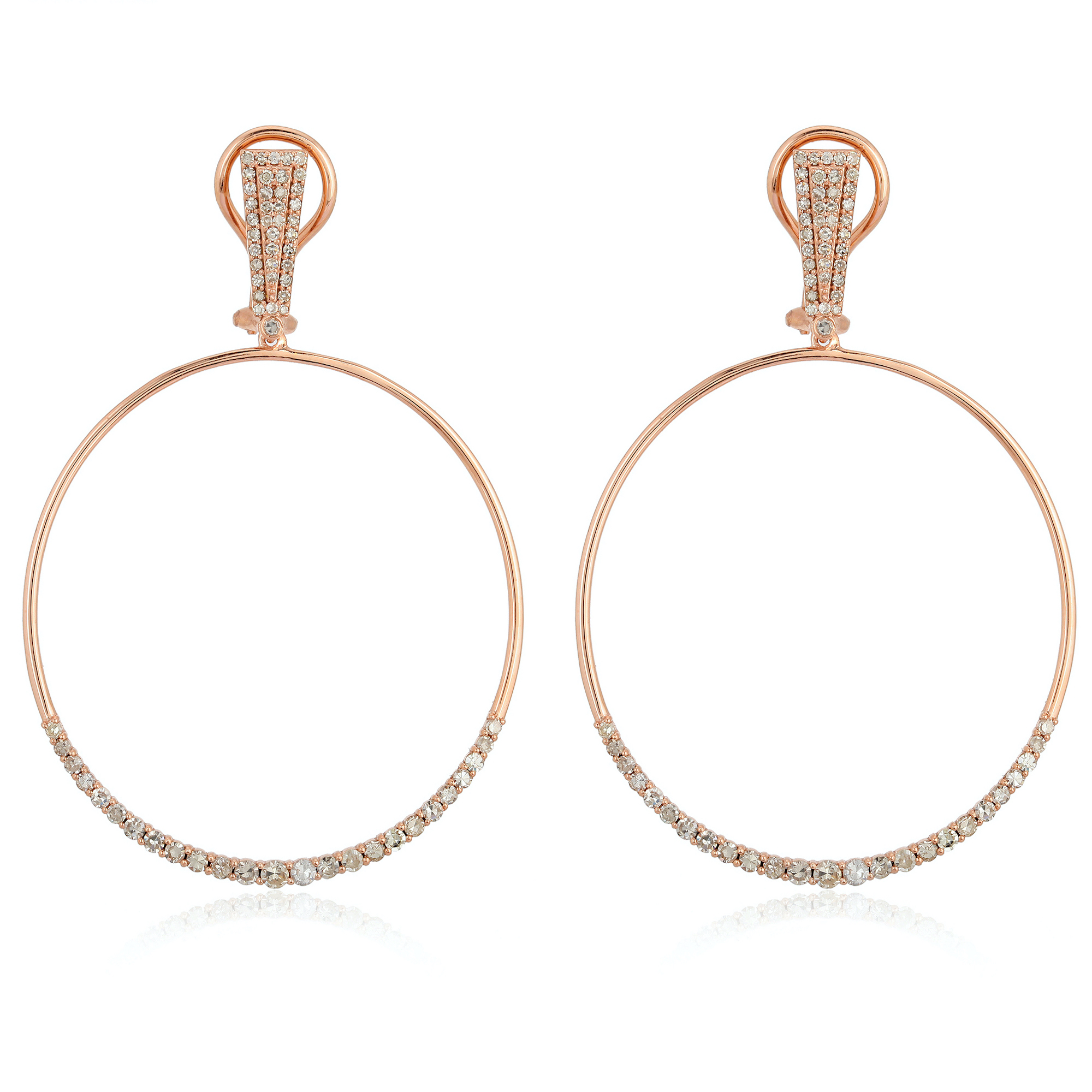 Rose Gold Round Circle Dangle Earrings