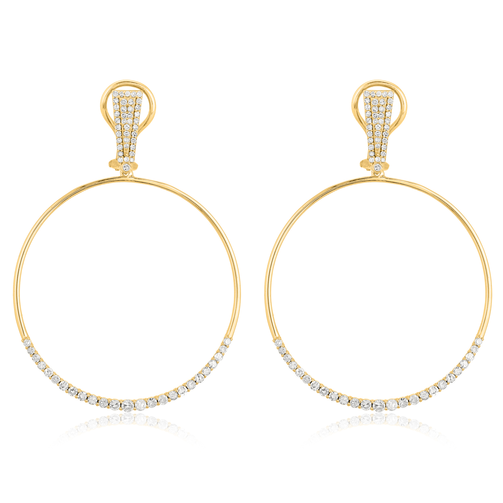 Yellow Gold Round Circle Dangle Earrings