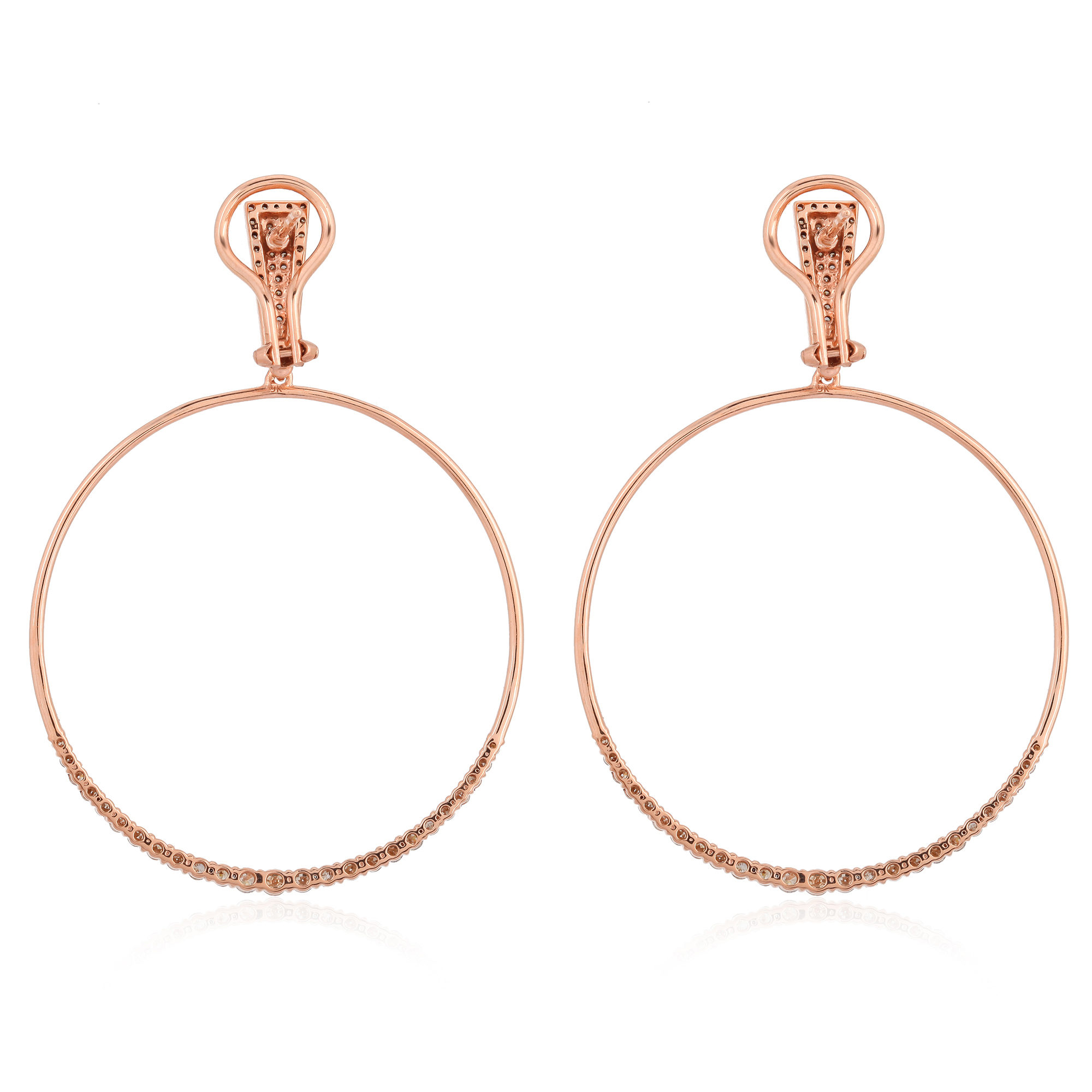 Rose Gold Round Circle Dangle Earrings