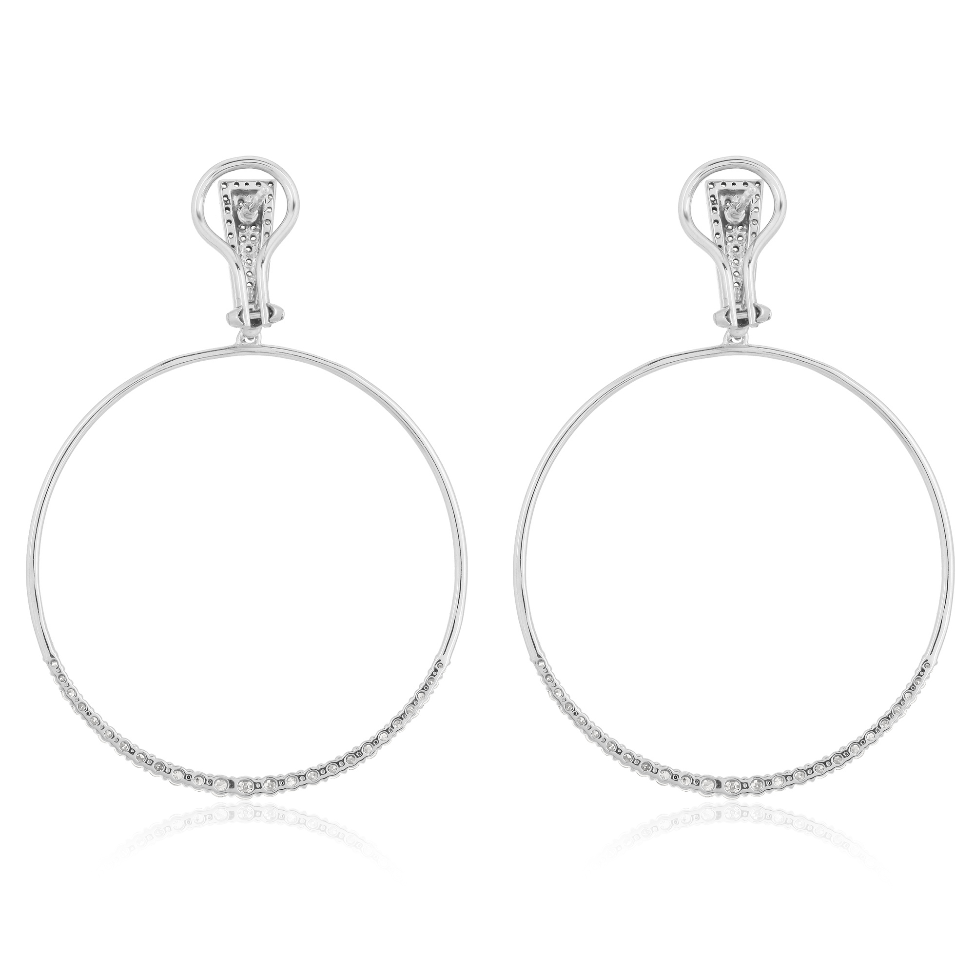 White Gold Round Circle Dangle Earrings