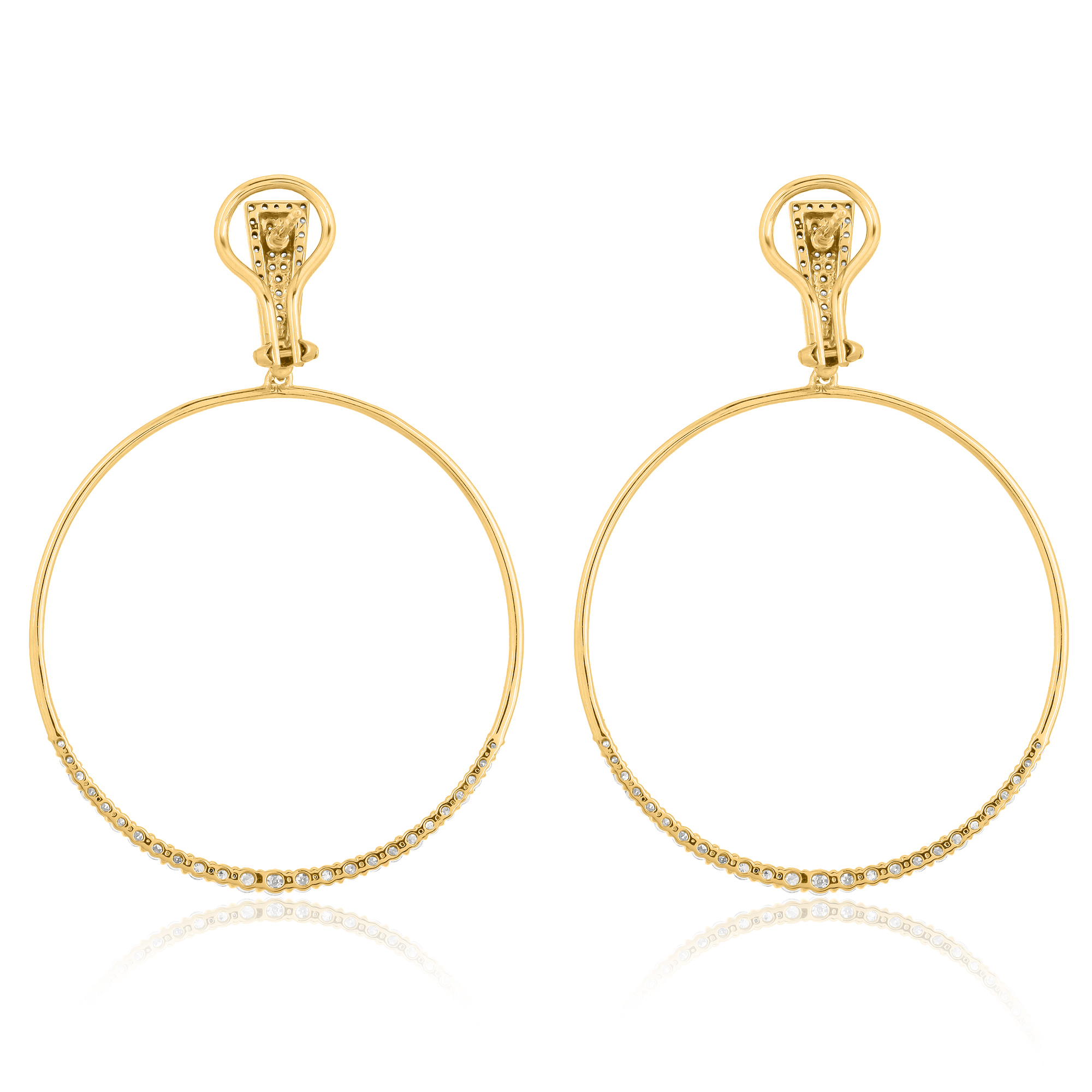 Yellow Gold Round Circle Dangle Earrings