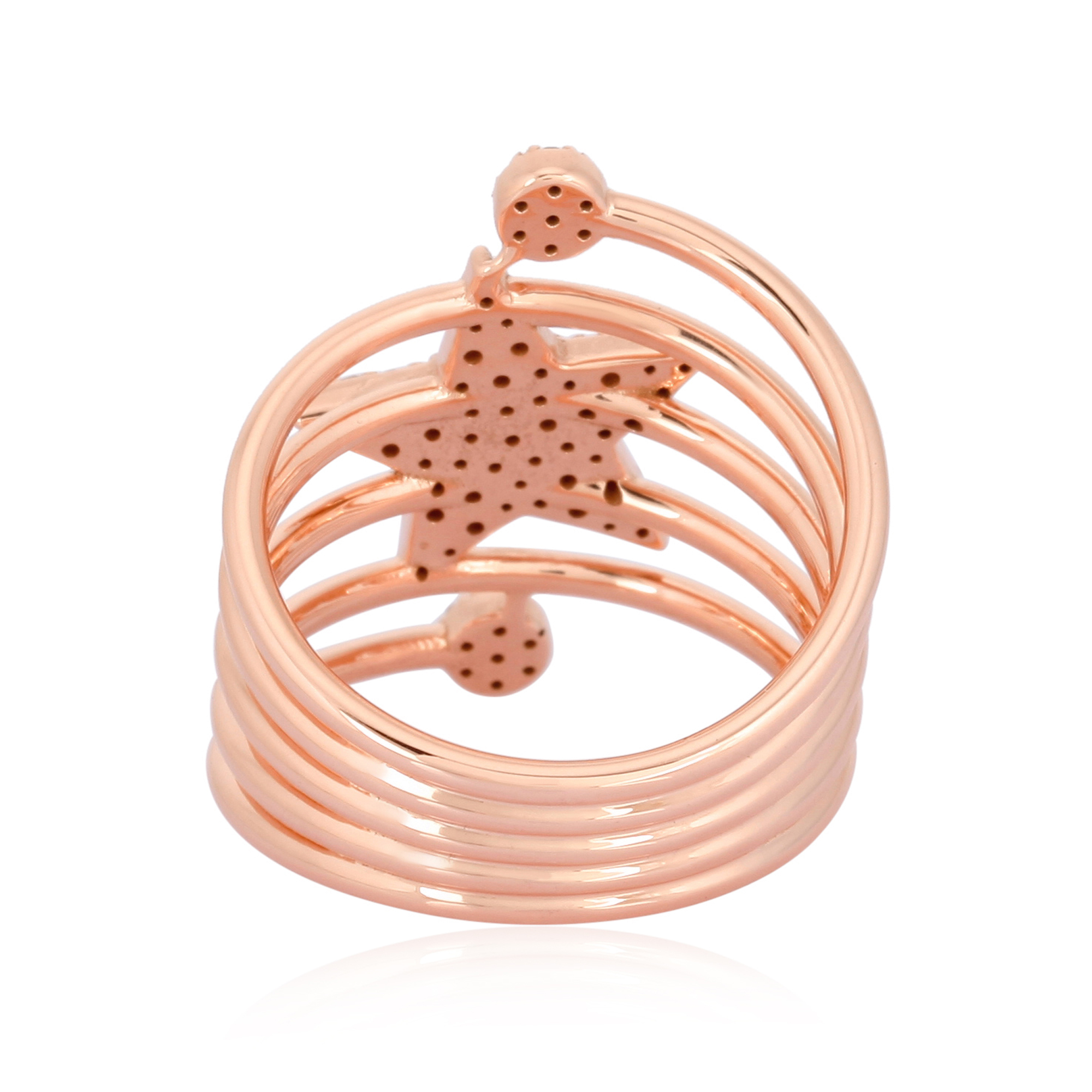 Rose Gold Star Diamond Spiral Ring