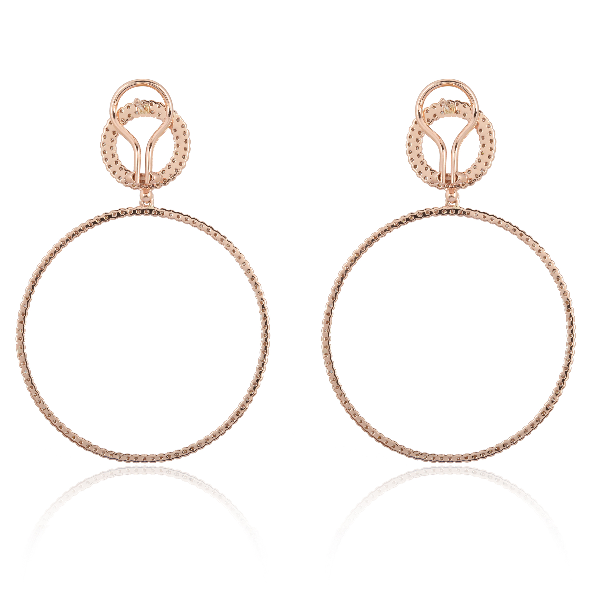 Rose Gold Diamond Circle Dangle Earrings