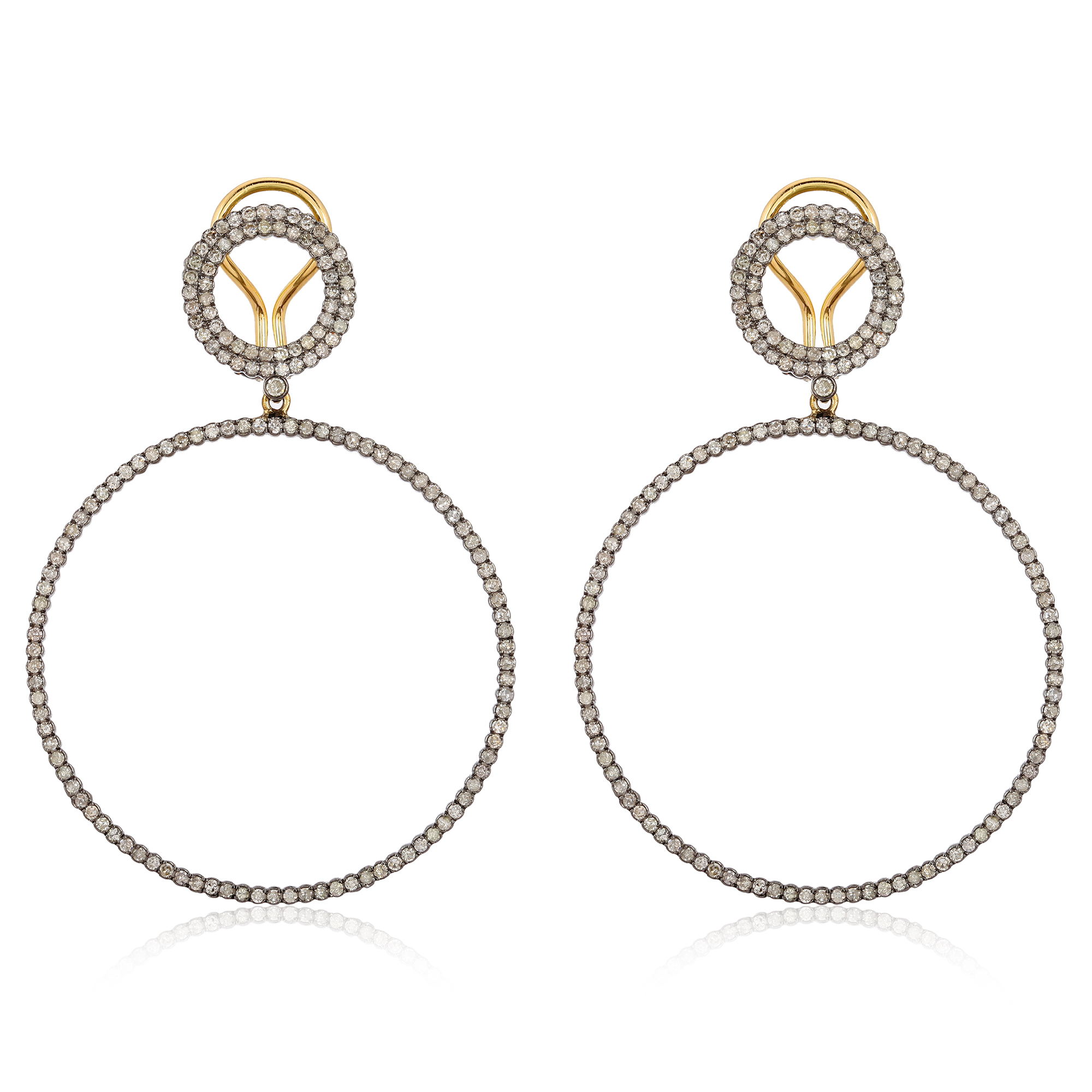 Sterling Silver Diamond Circle Dangle Earrings