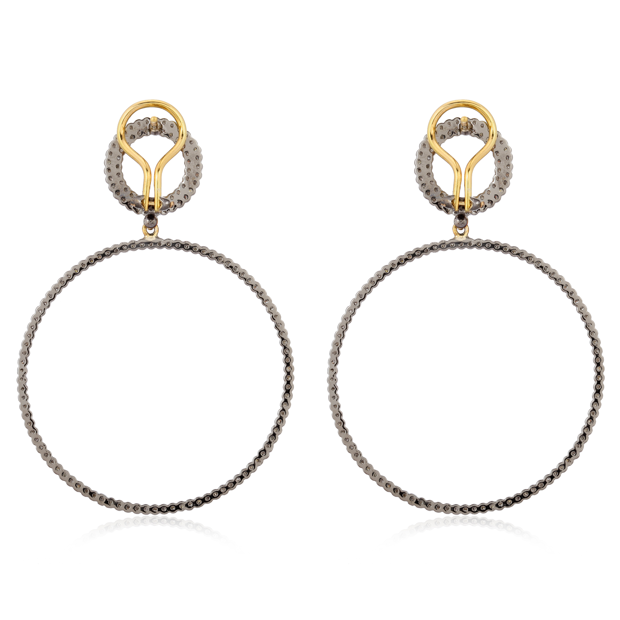 Sterling Silver Diamond Circle Dangle Earrings