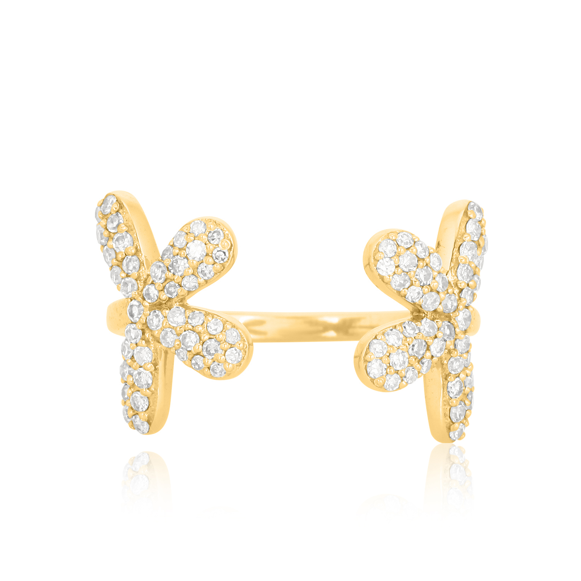 Yellow Gold Classic Two Flower Gap Ring