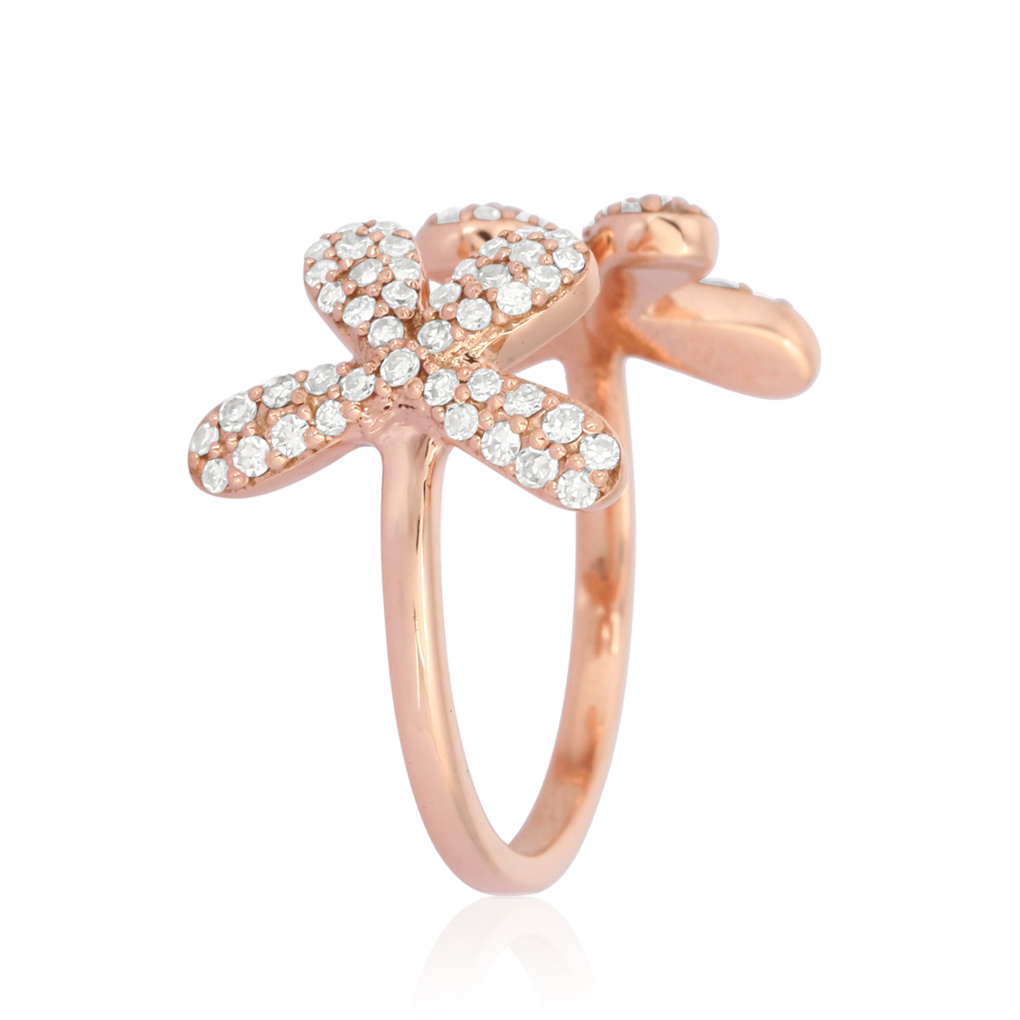Rose Gold Classic Two Flower Gap Ring