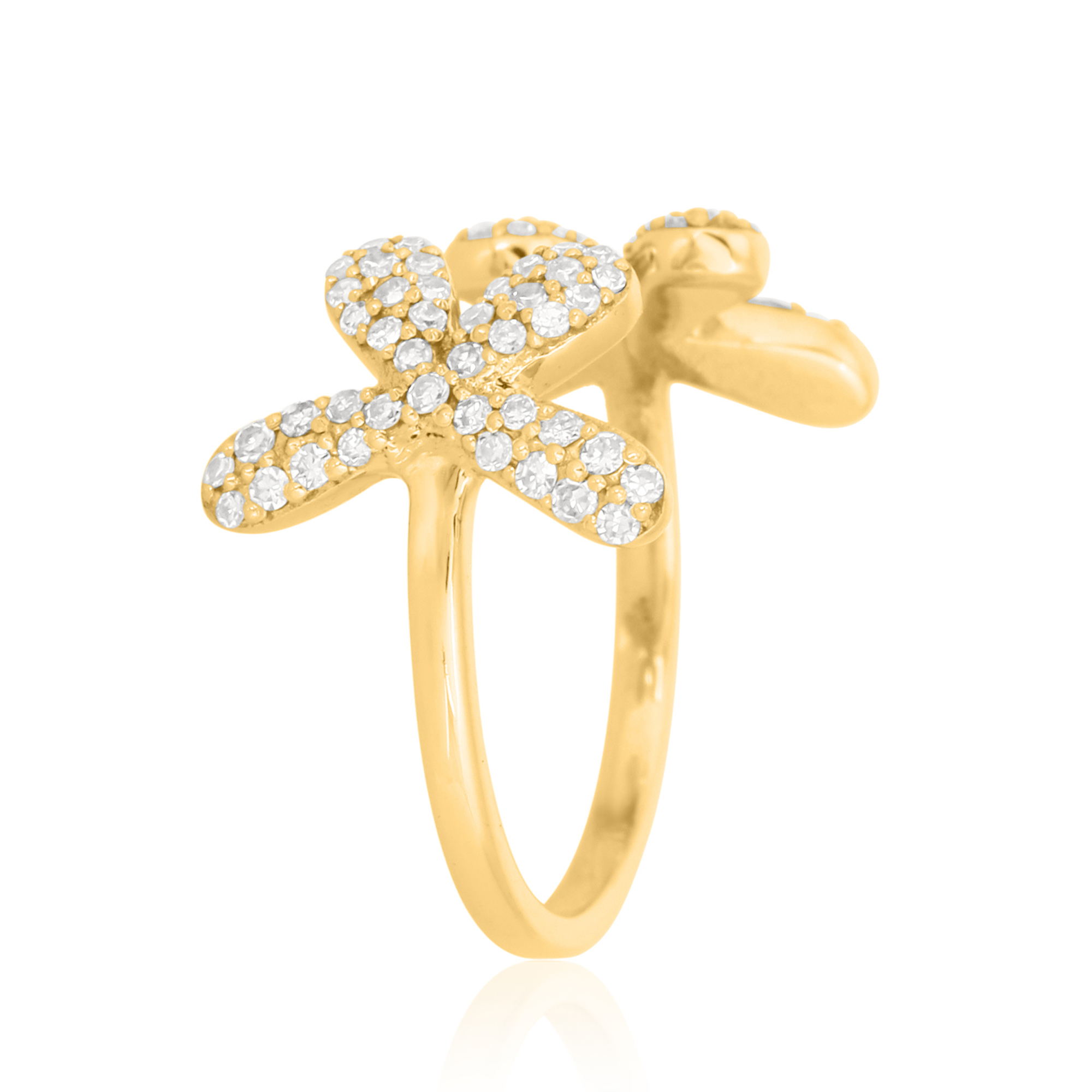 Yellow Gold Classic Two Flower Gap Ring