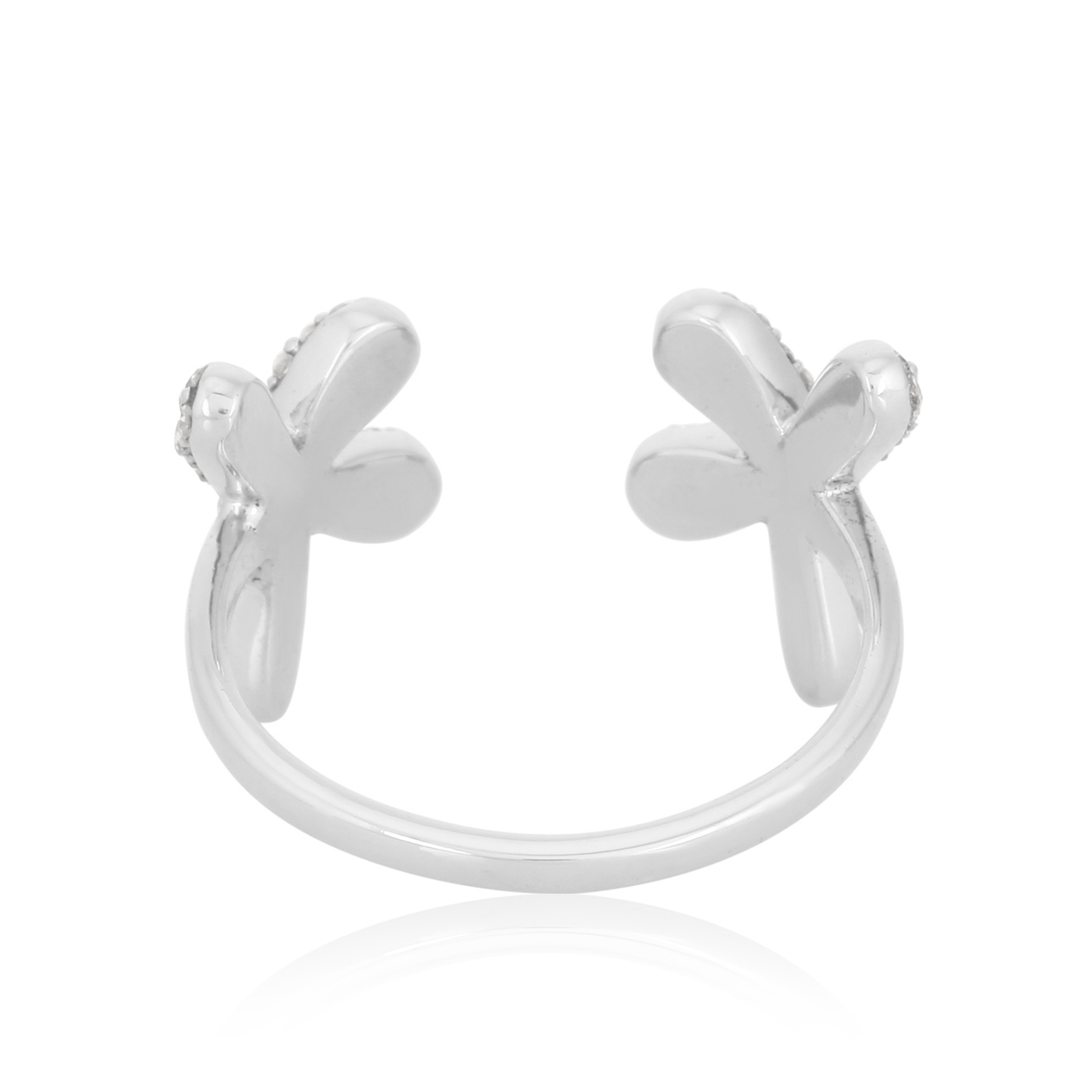 White Gold Classic Two Flower Gap Ring