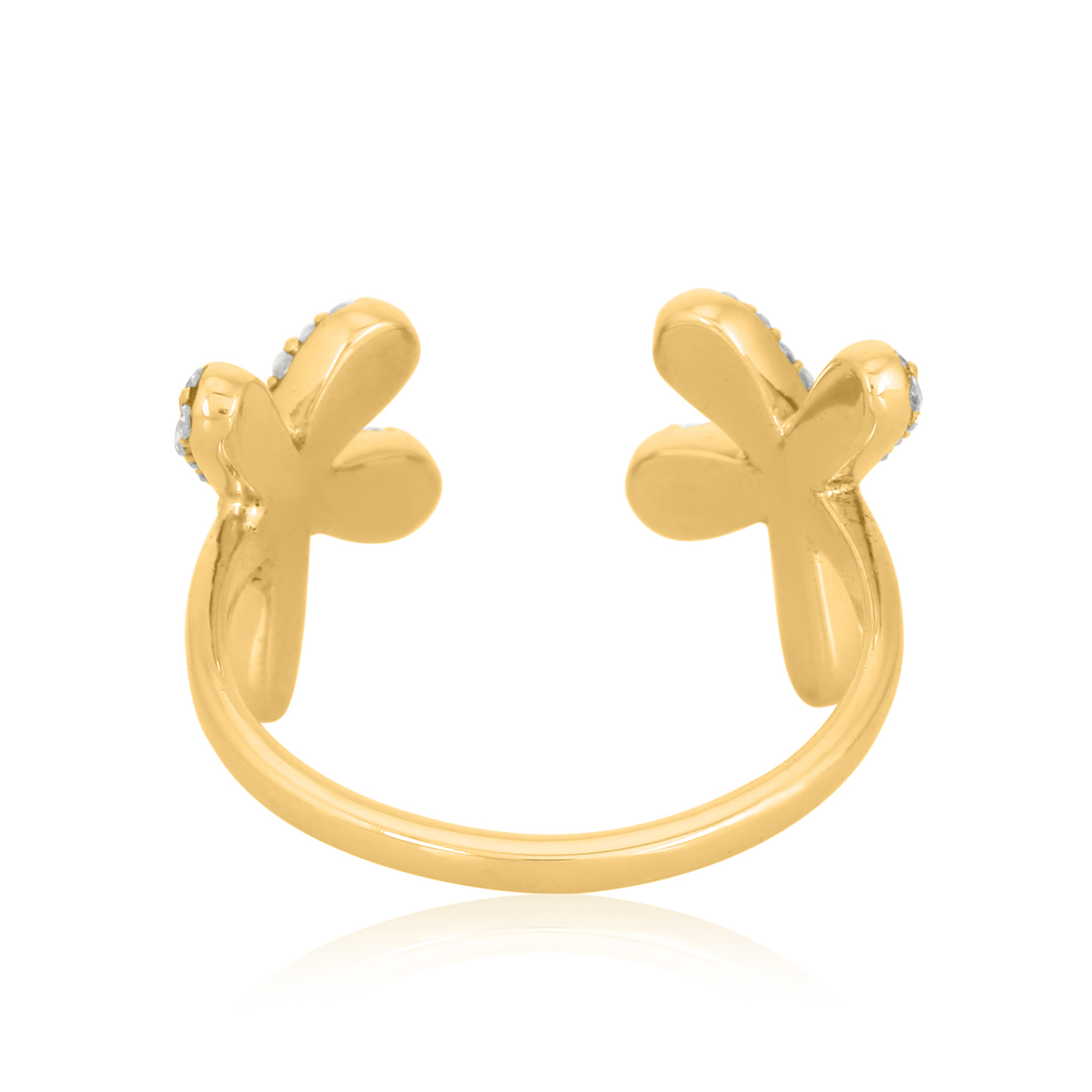 Yellow Gold Classic Two Flower Gap Ring