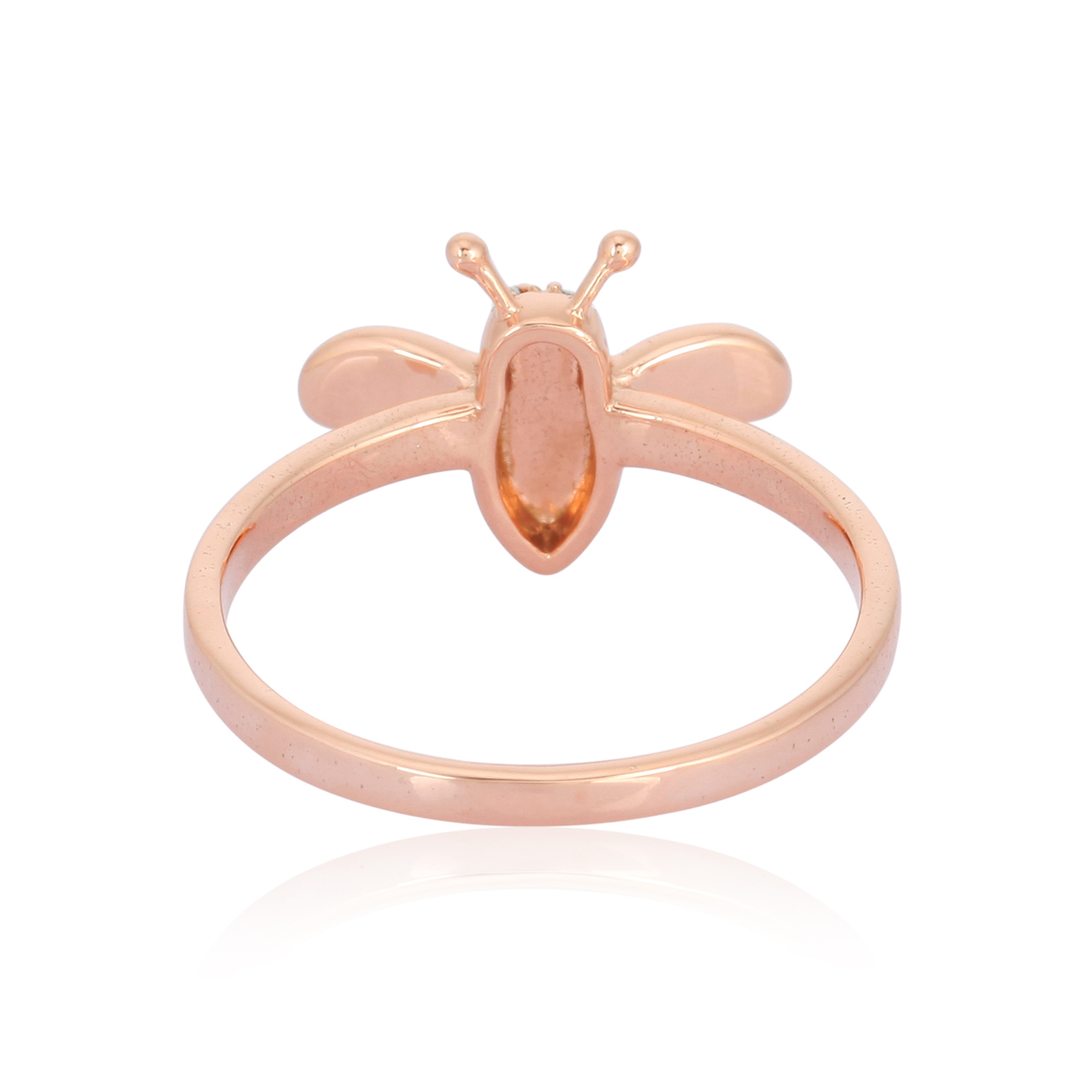 Rose Gold Honey Bee Diamond Ring with Ruby Eyes