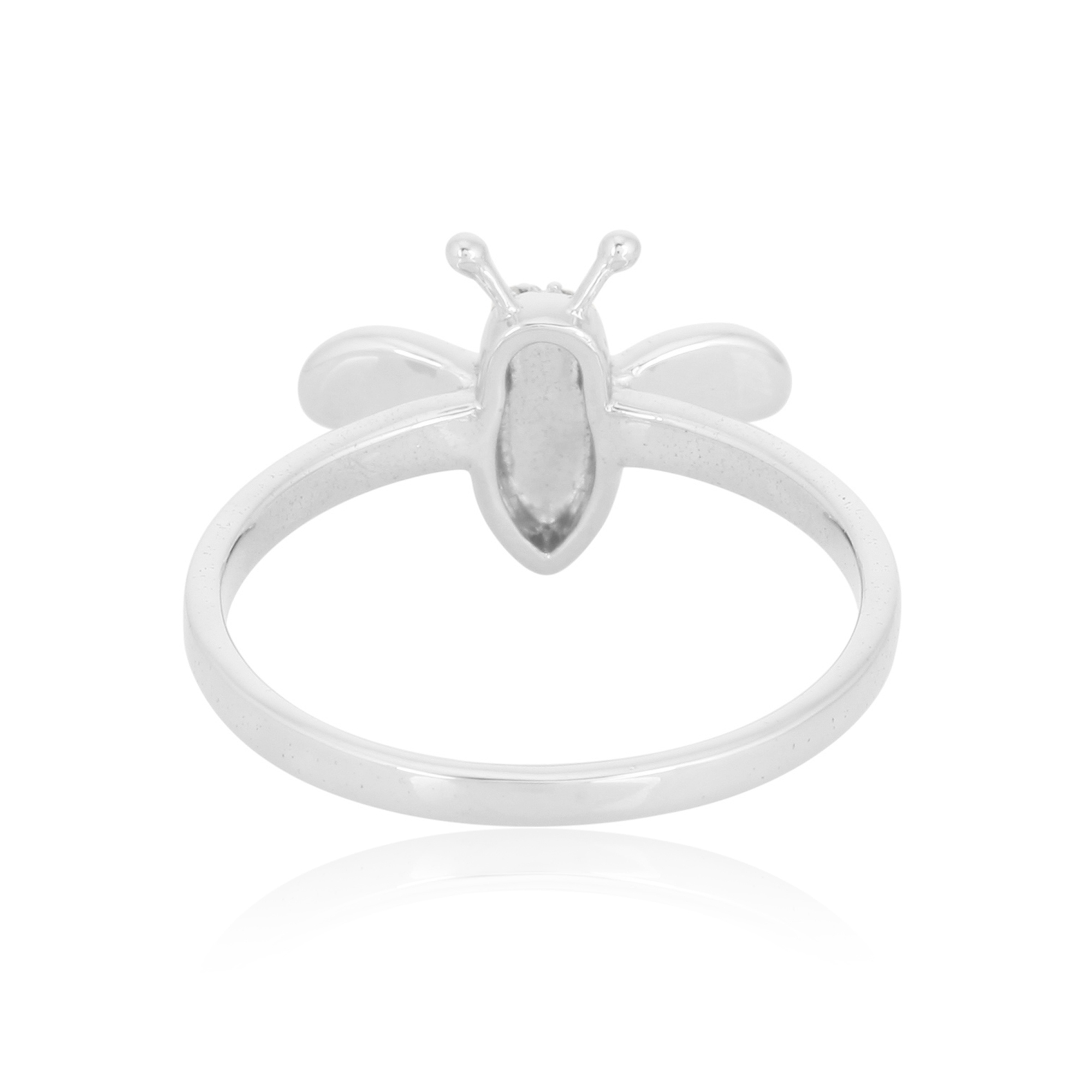 White Gold old Honey Bee Diamond Ring with Ruby Eyes