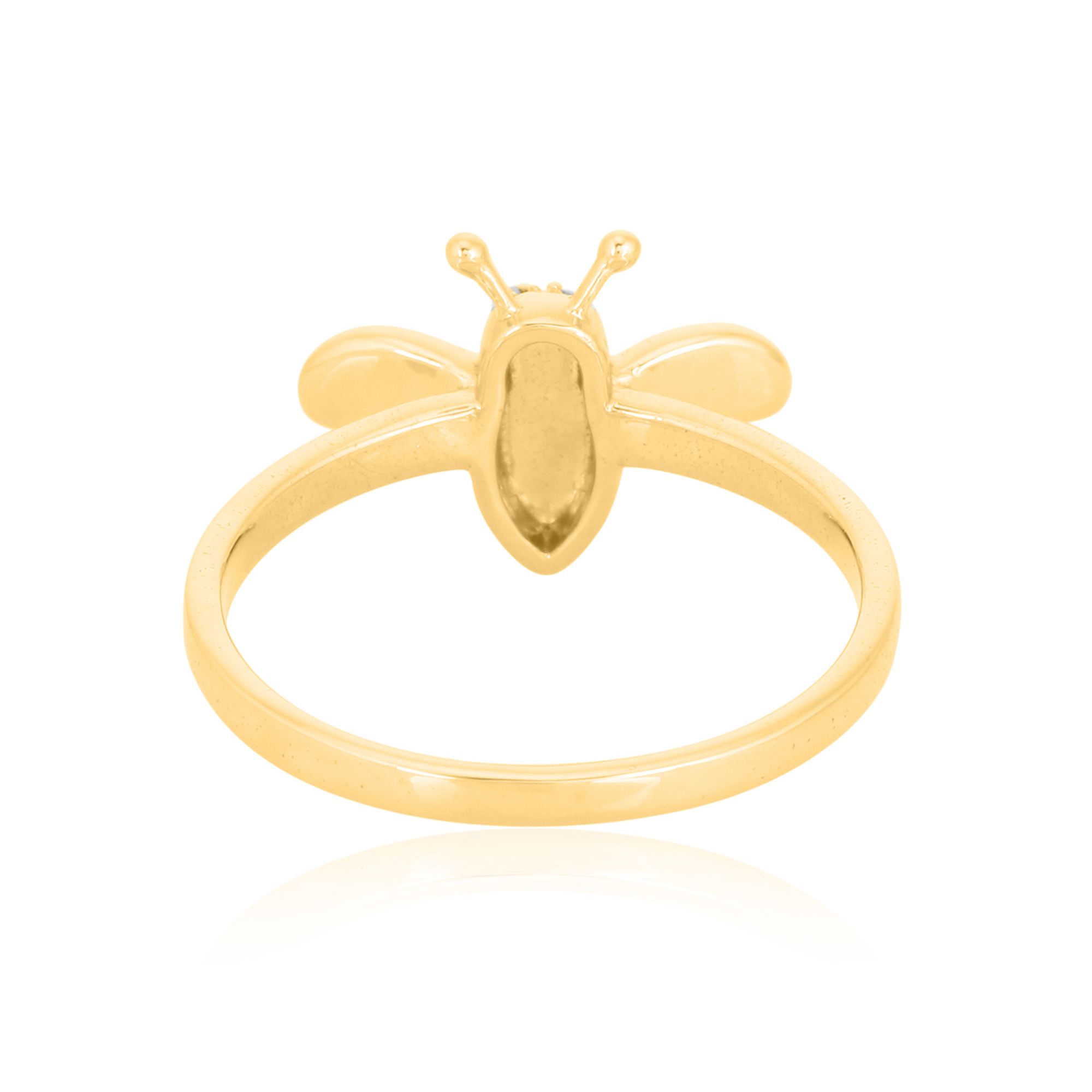 Yellow Gold old Honey Bee Diamond Ring with Ruby Eyes