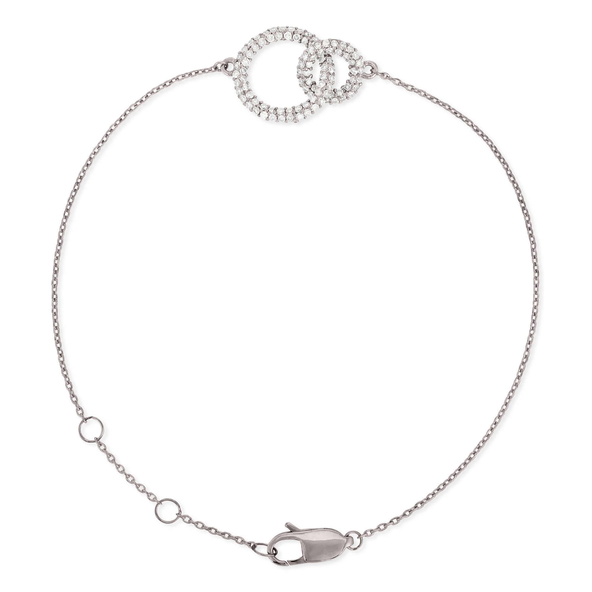 Sterling Silver Two Circle Diamond Bracelet