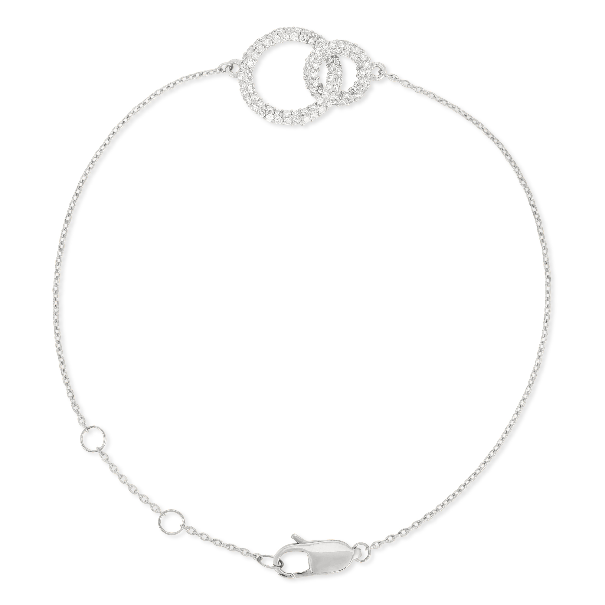 Sterling Silver Two Circle Diamond Bracelet