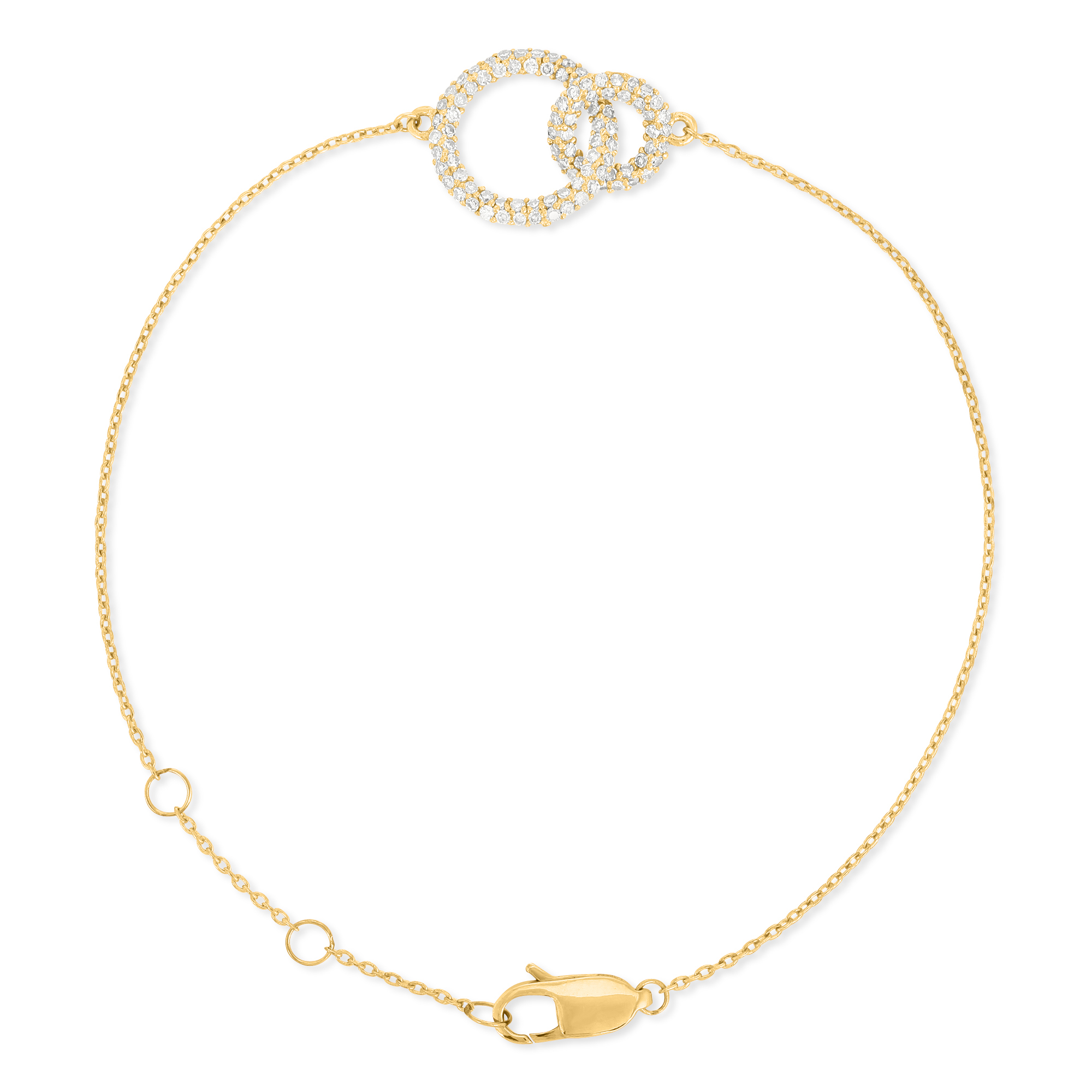 Yellow Gold Two Circle Diamond Bracelet