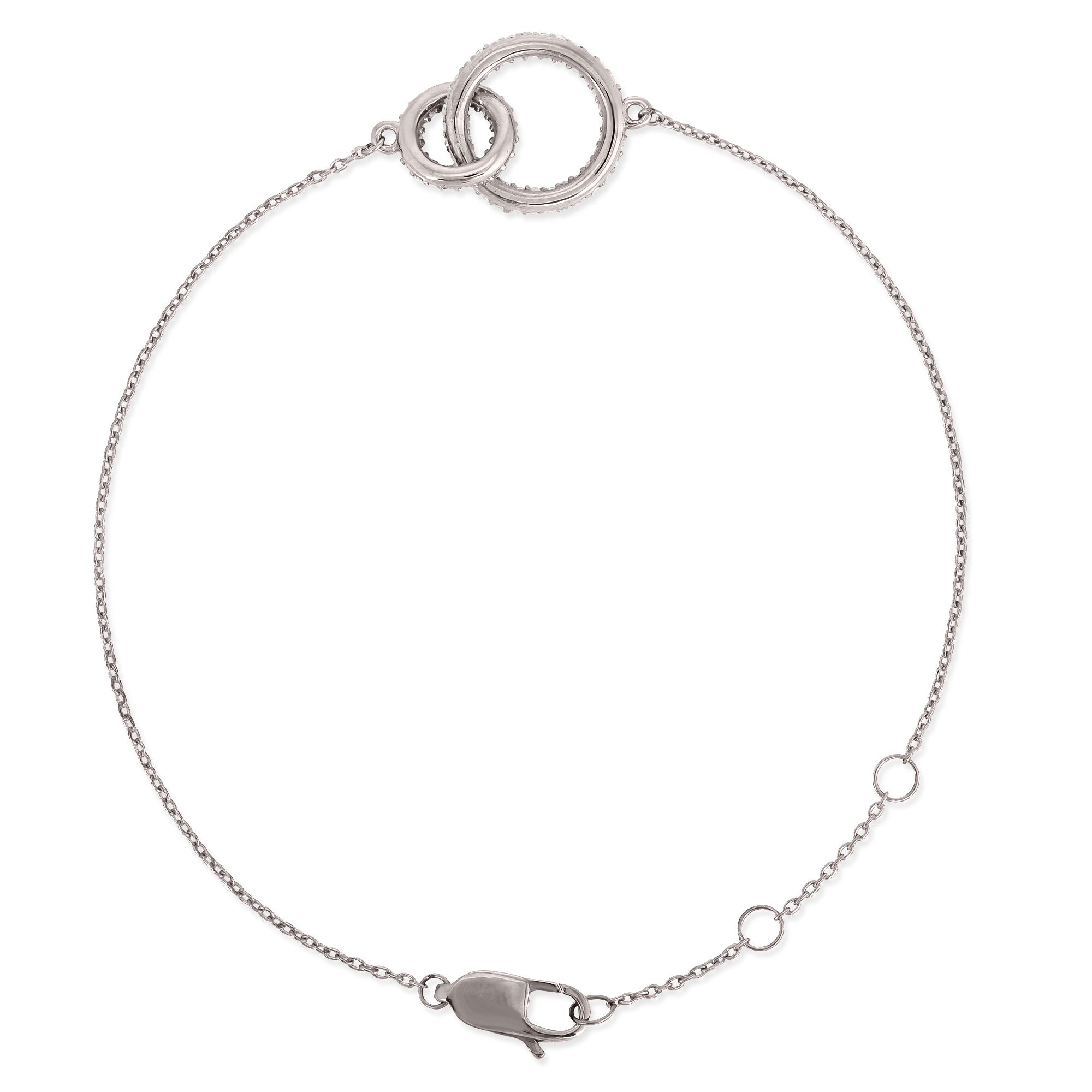 Sterling Silver Two Circle Diamond Bracelet