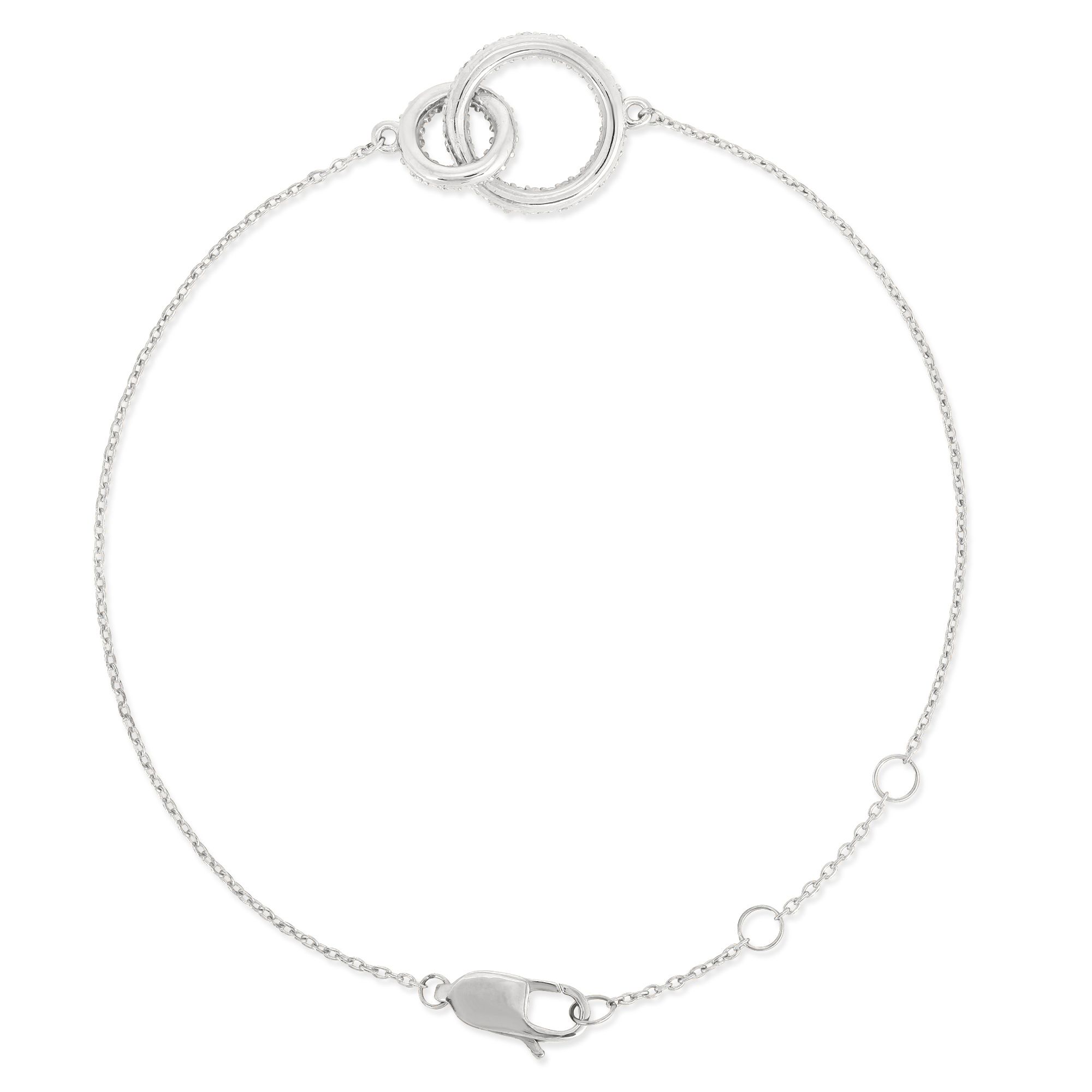 Sterling Silver Two Circle Diamond  Bracelet