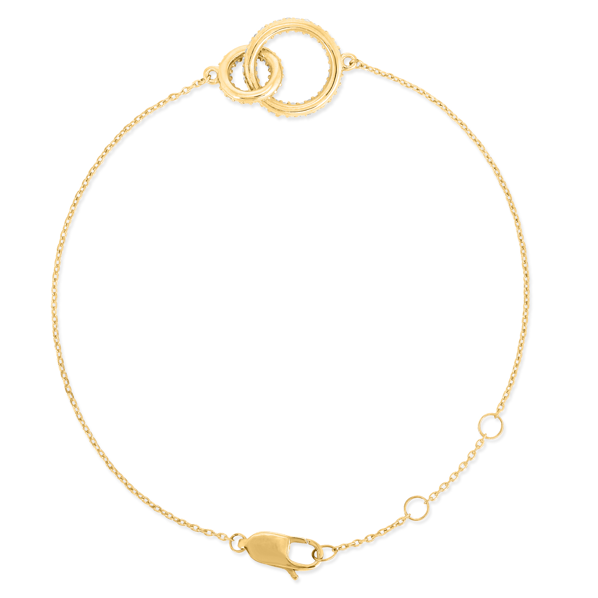 Sterling Silver Two Circle Diamond  Bracelet