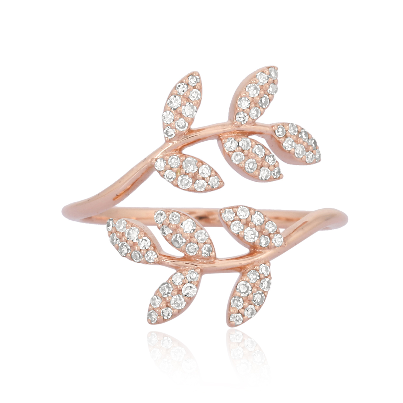 Rose Gold Leaf Diamond Ring