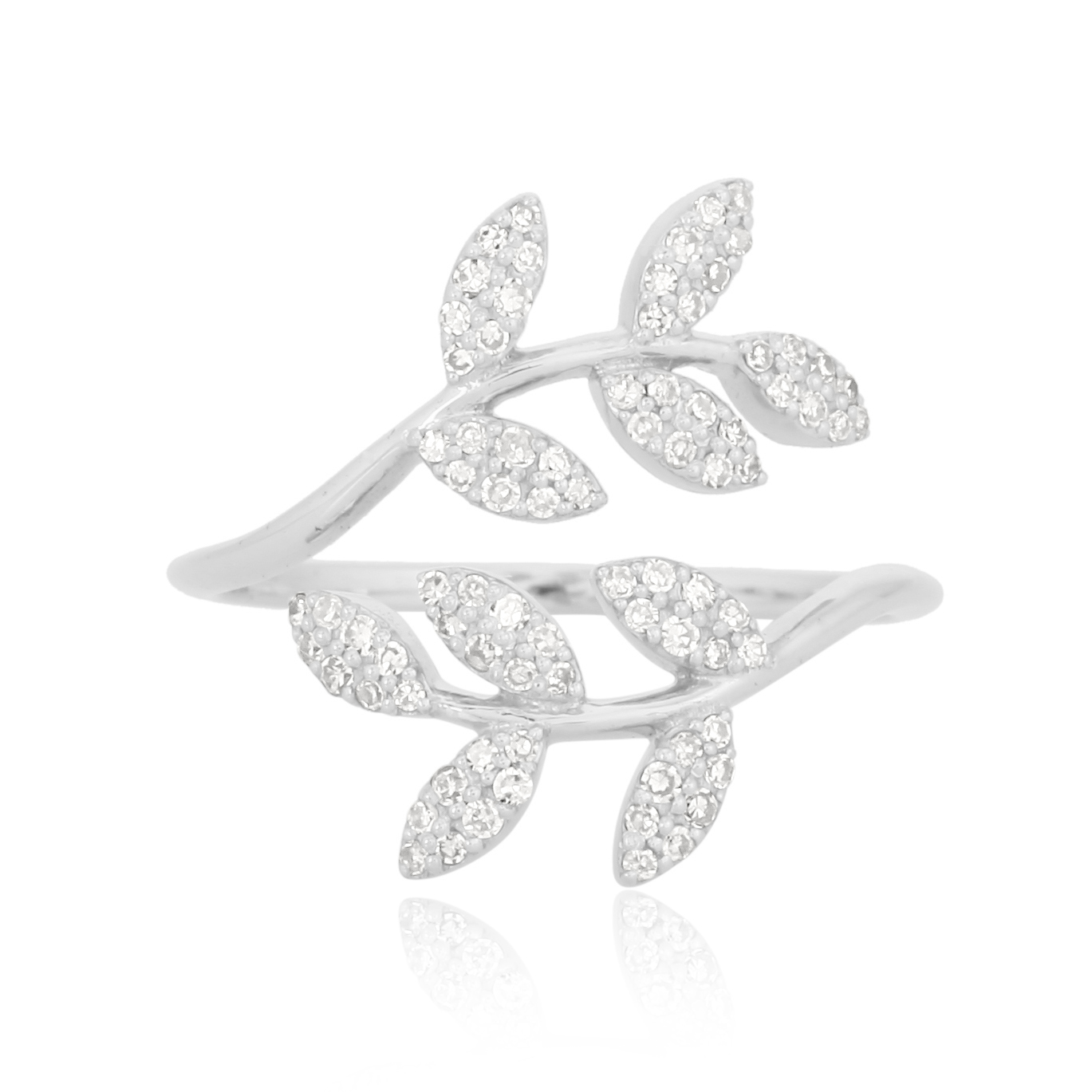 White Gold Leaf Diamond Ring