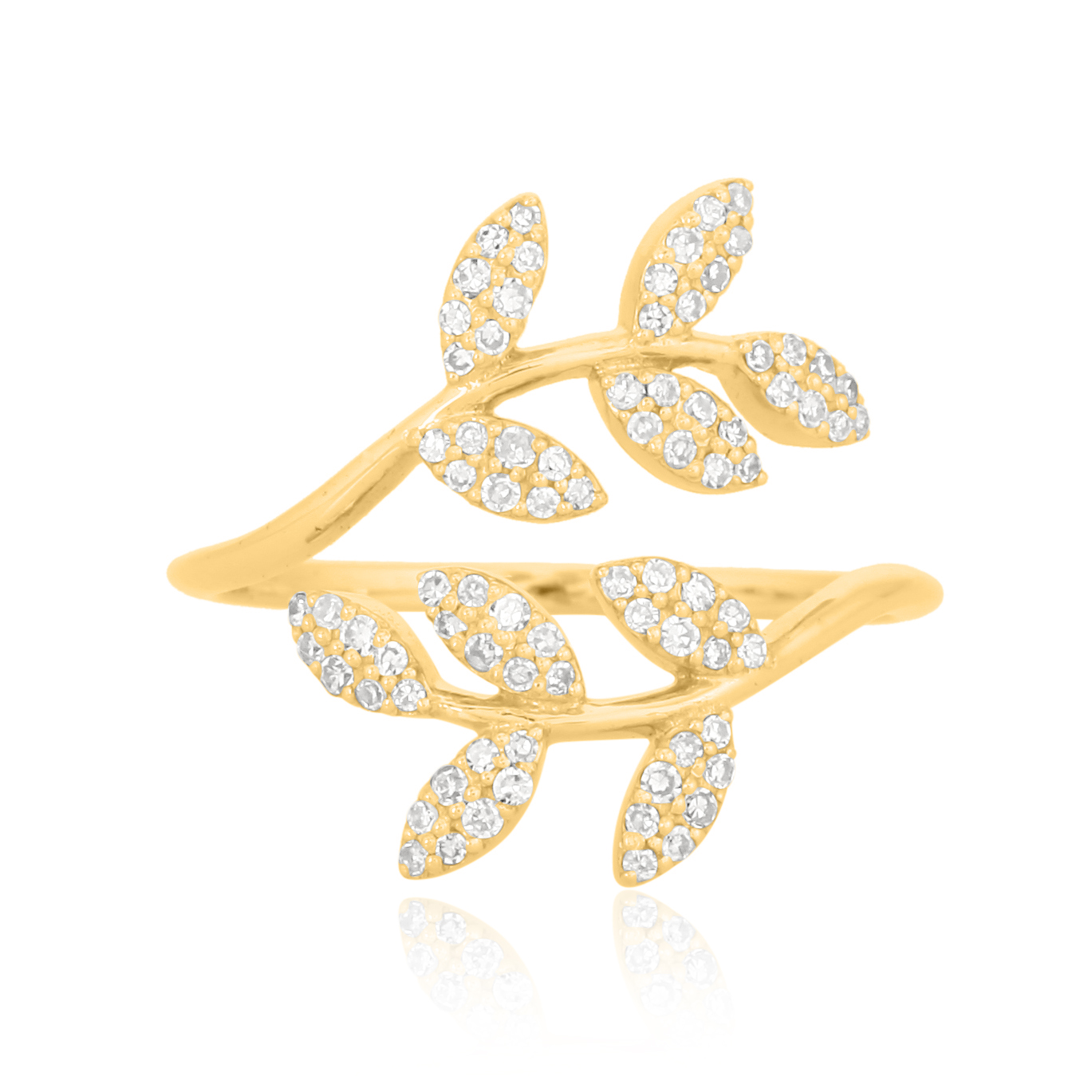 Yellow Gold Leaf Diamond Ring