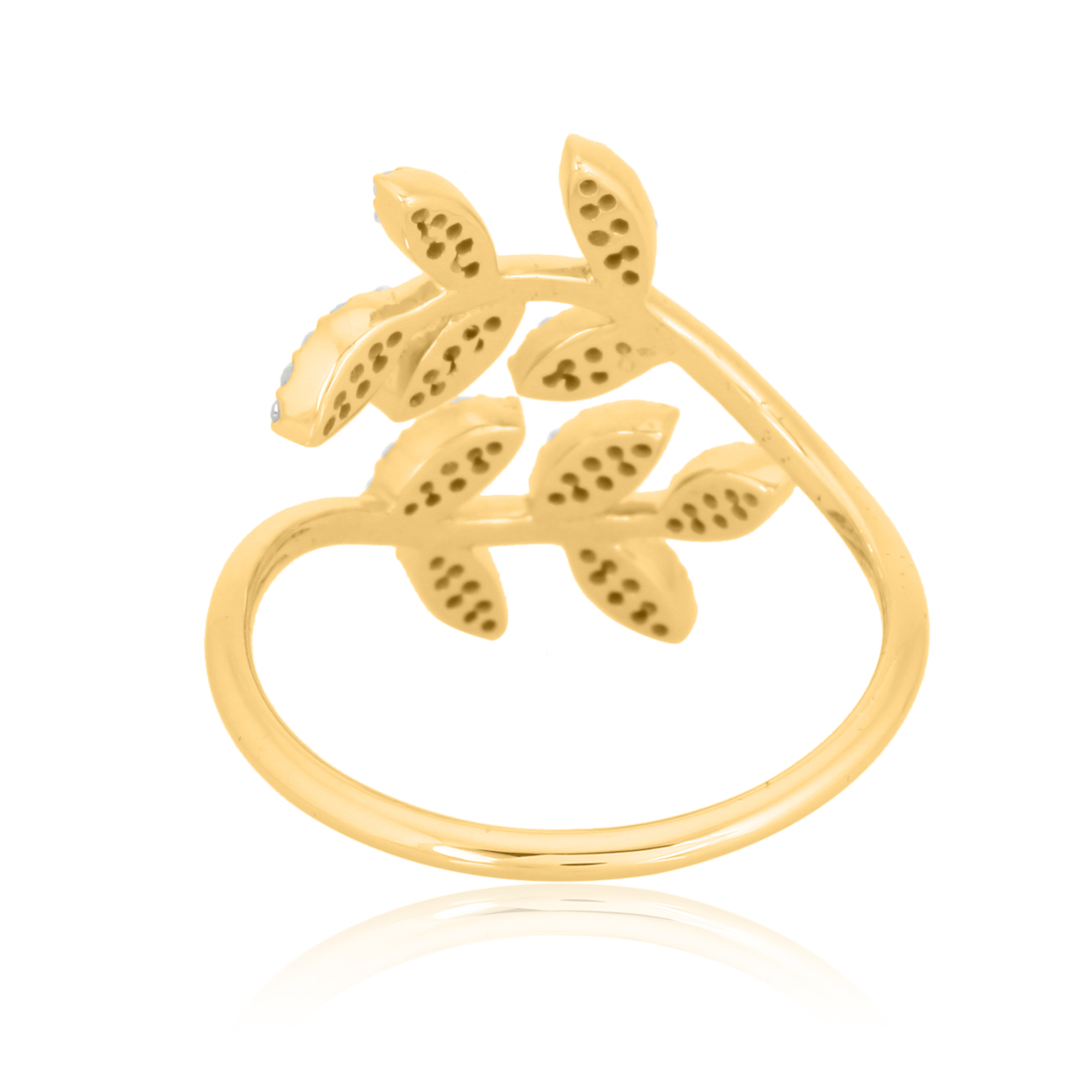 Yellow Gold Leaf Diamond Ring
