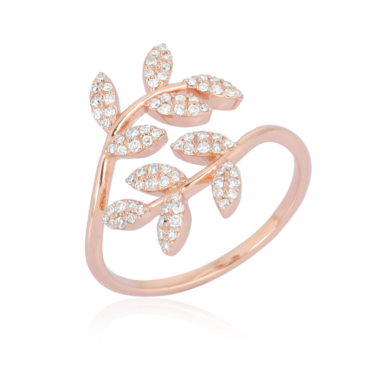 Rose Gold Leaf Diamond Ring