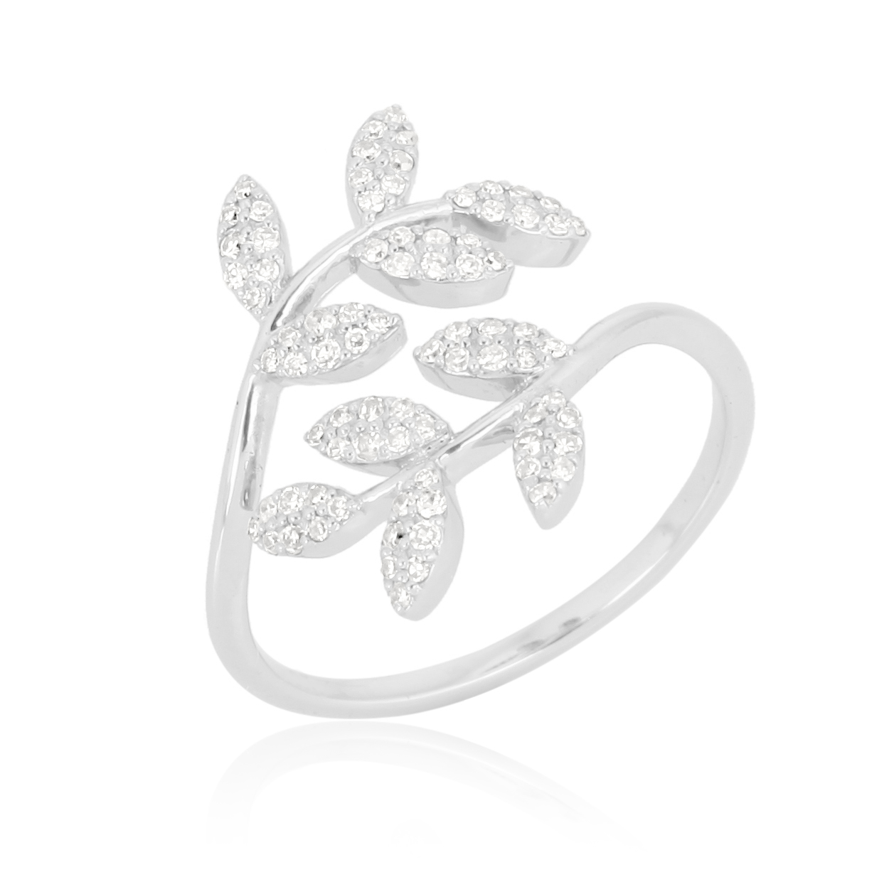 White Gold Leaf Diamond Ring
