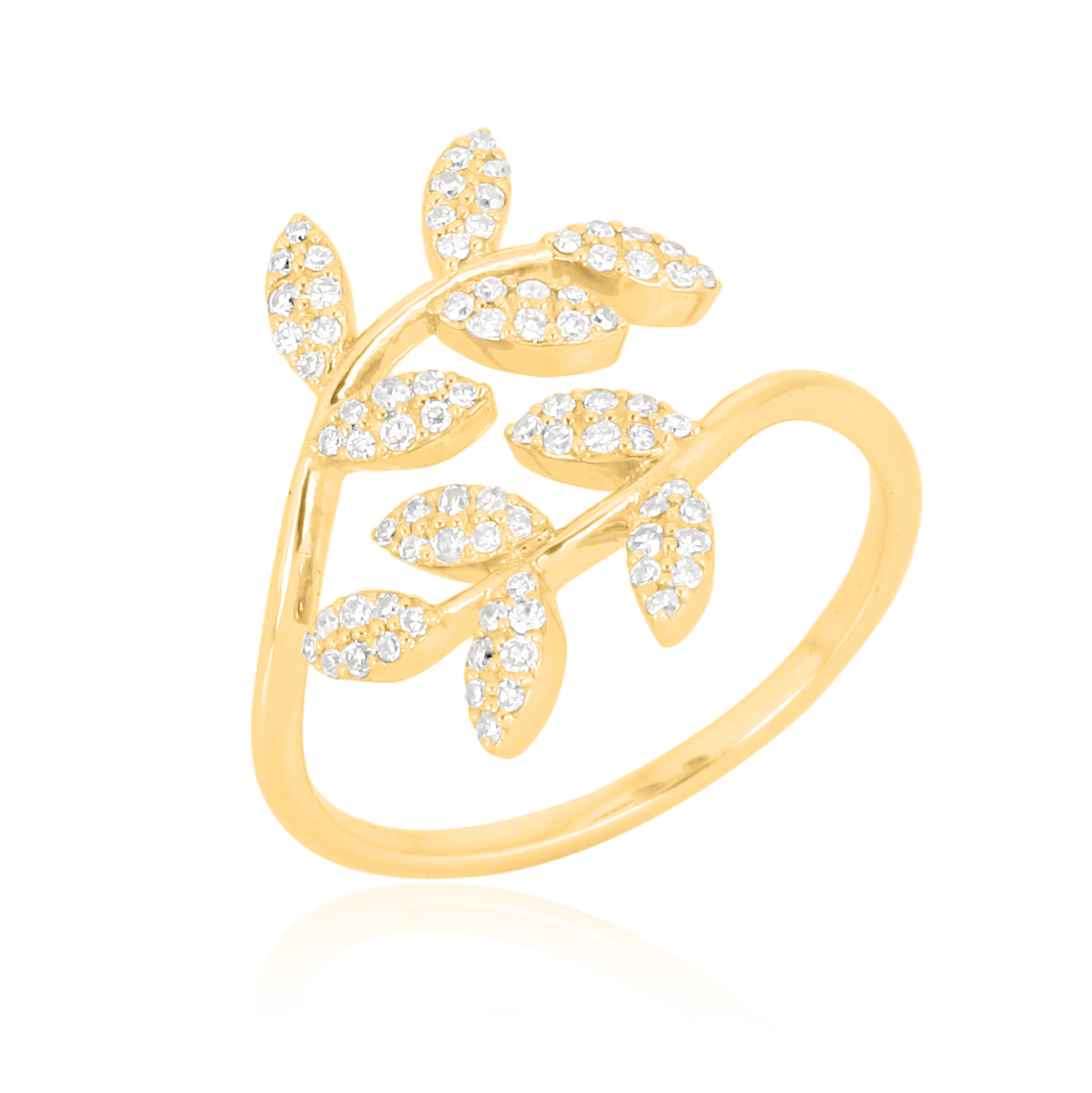 Yellow Gold Leaf Diamond Ring